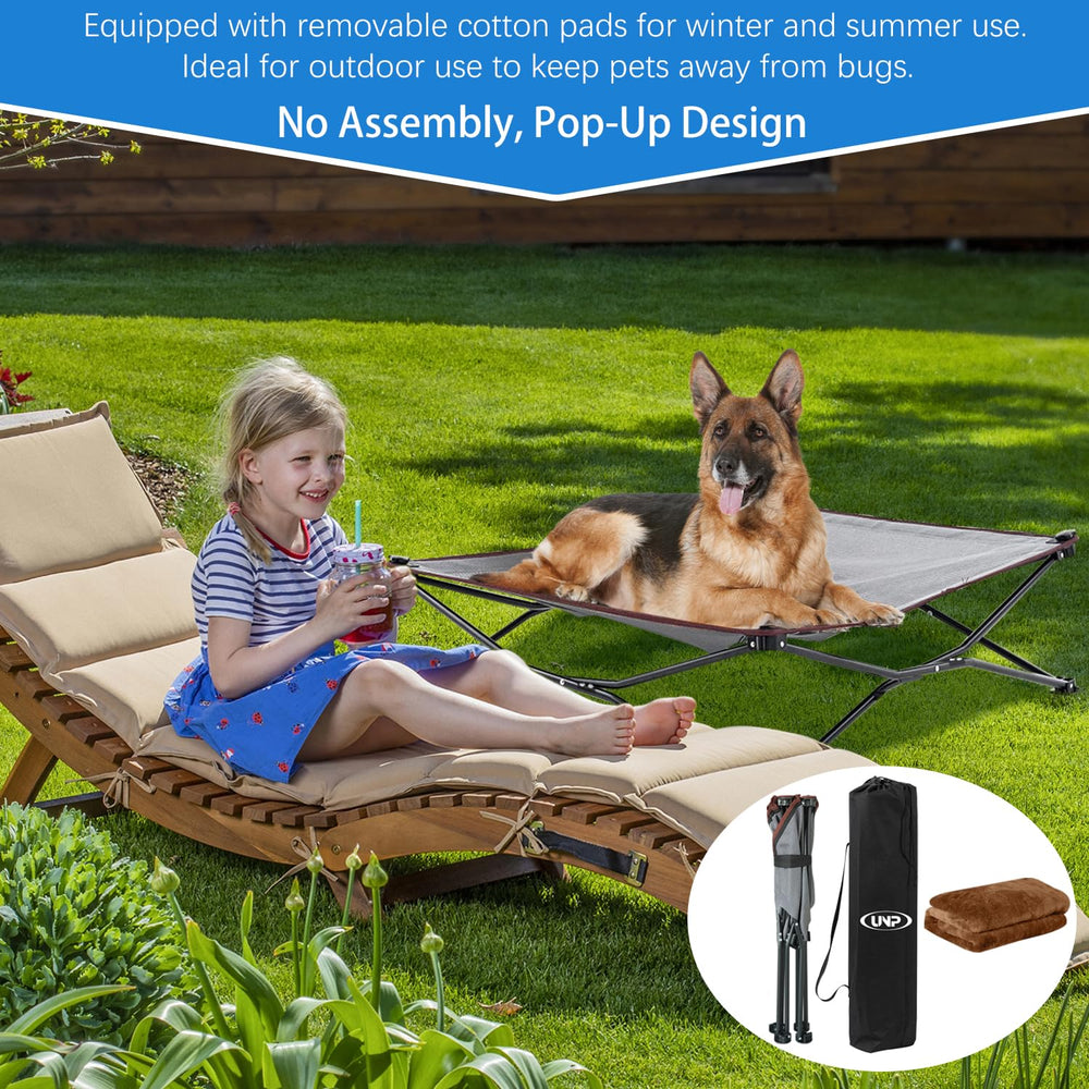 unp Camping Dog Bed Pop Up open frame for easy setup