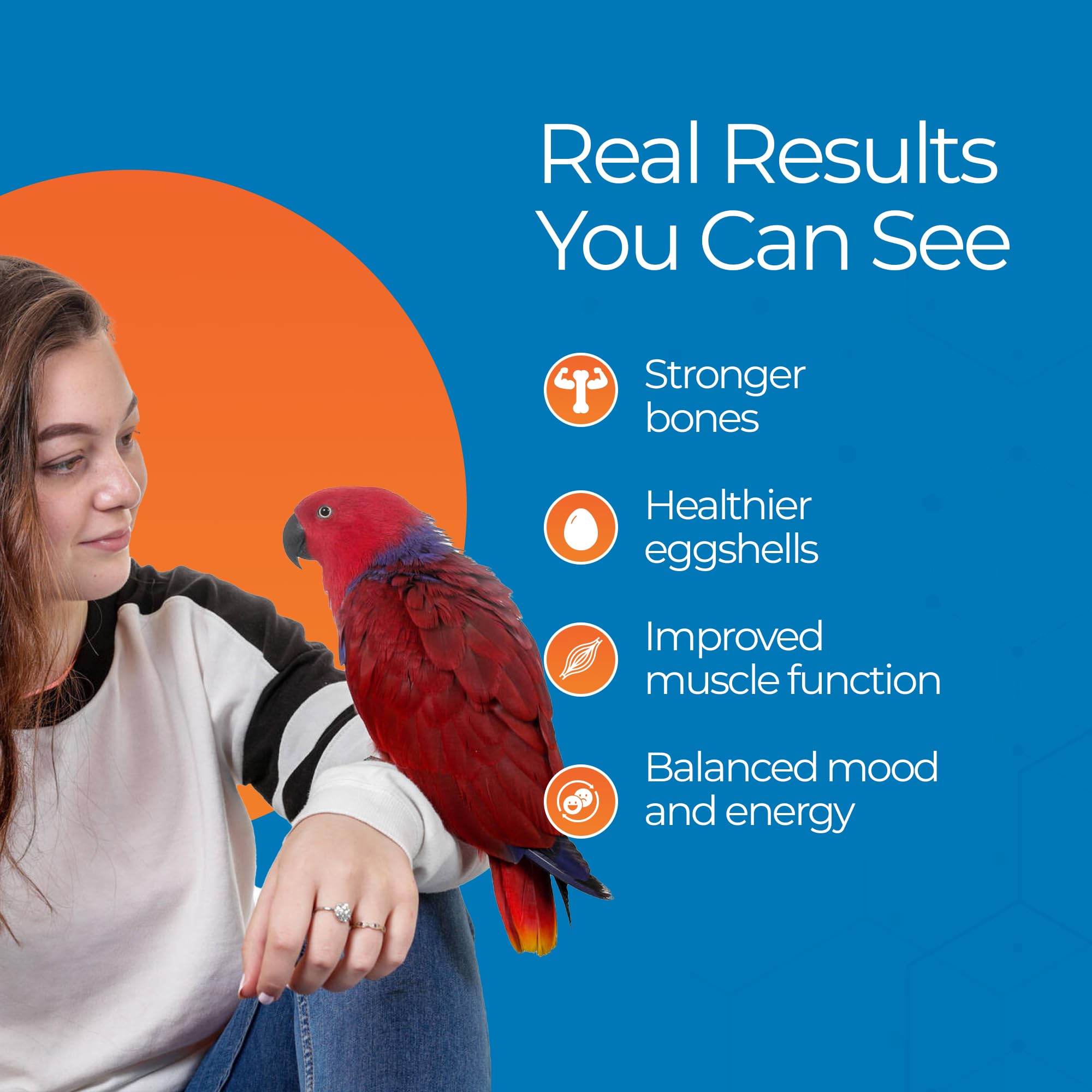 UnRuffledRx Bird Calcium Plus supports eggshell quality for breeding birds.