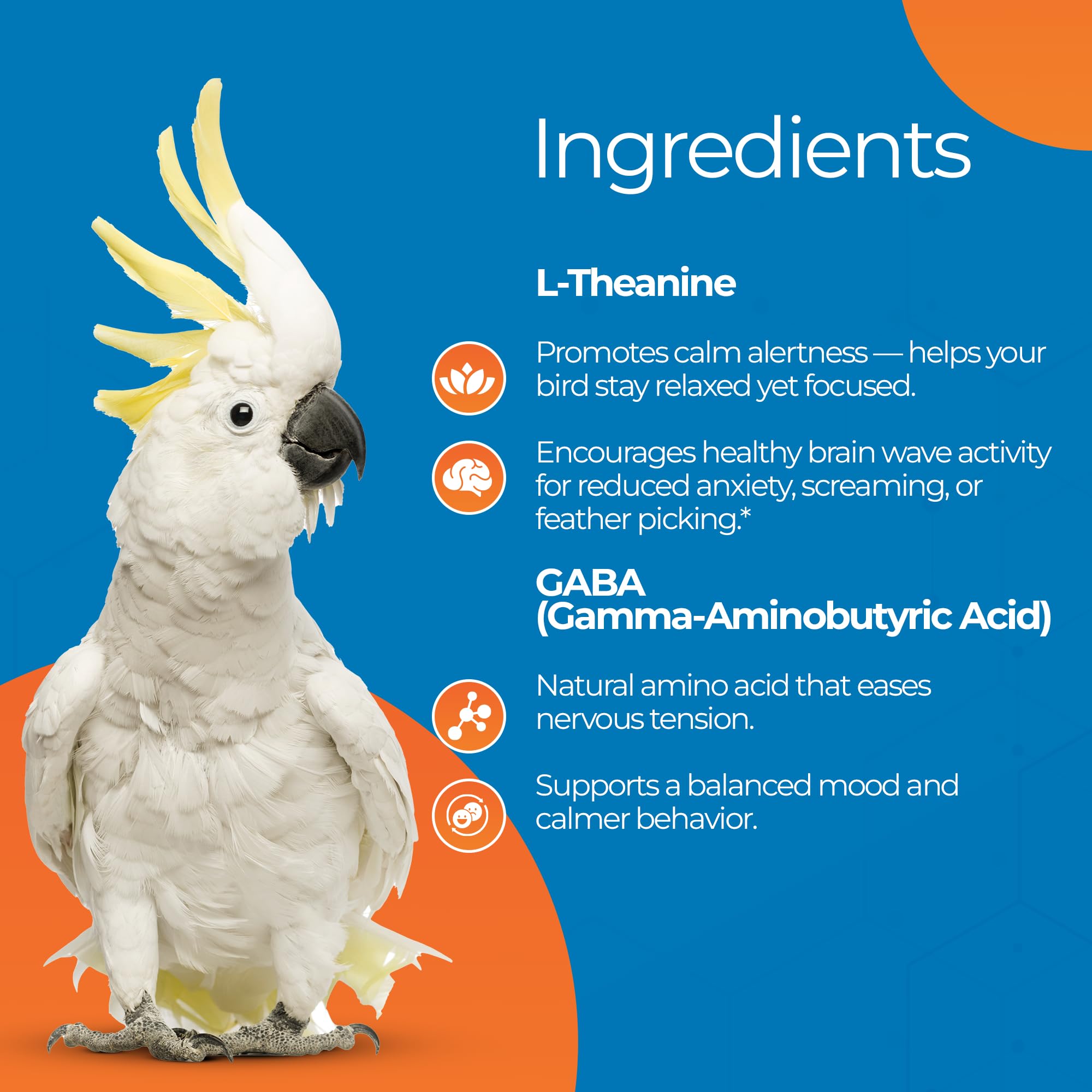 UnRuffledRx Calming Formula feather-plucking-support suggests calmer grooming