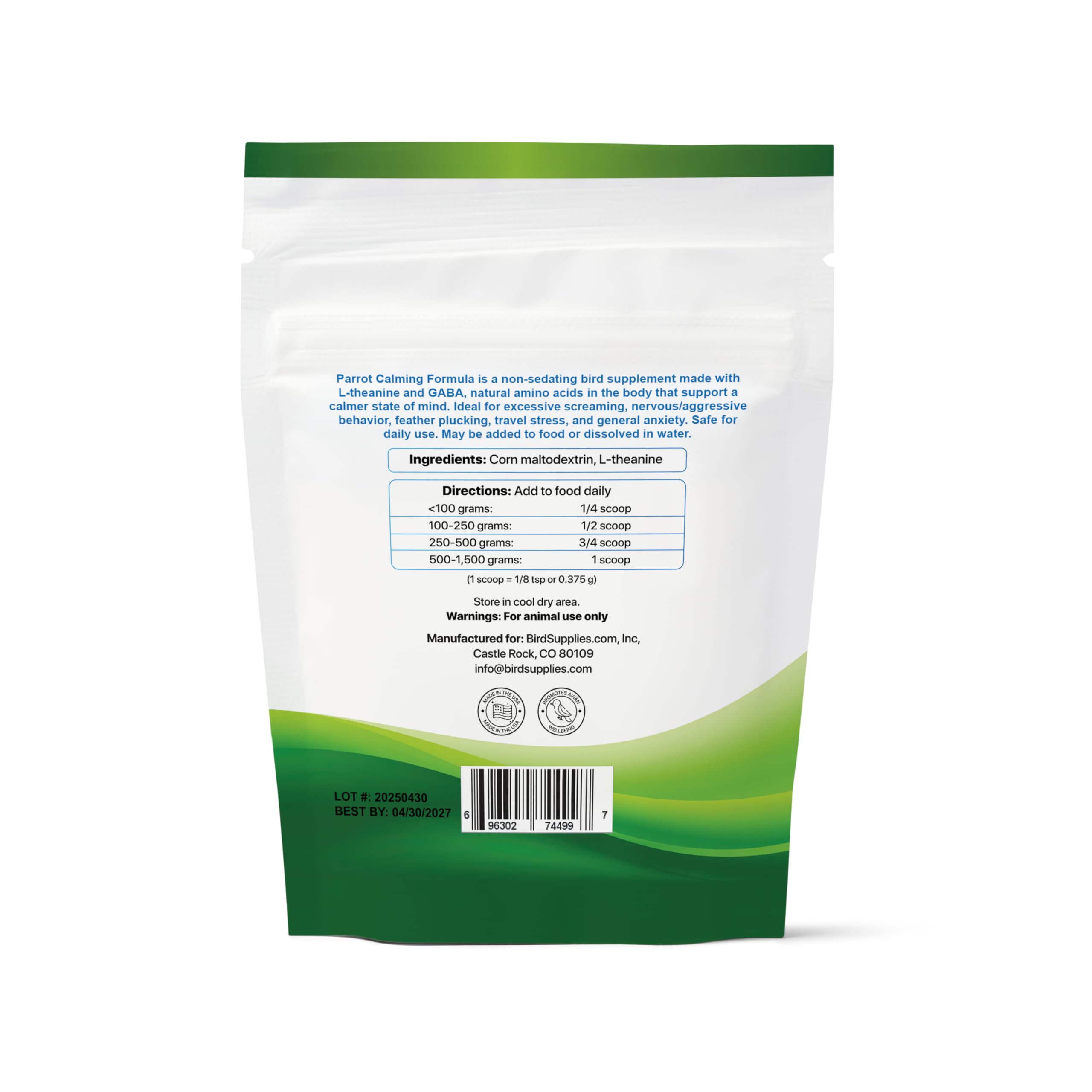 UnRuffledRx Calming Formula measuring-scoop enables simple daily dosing