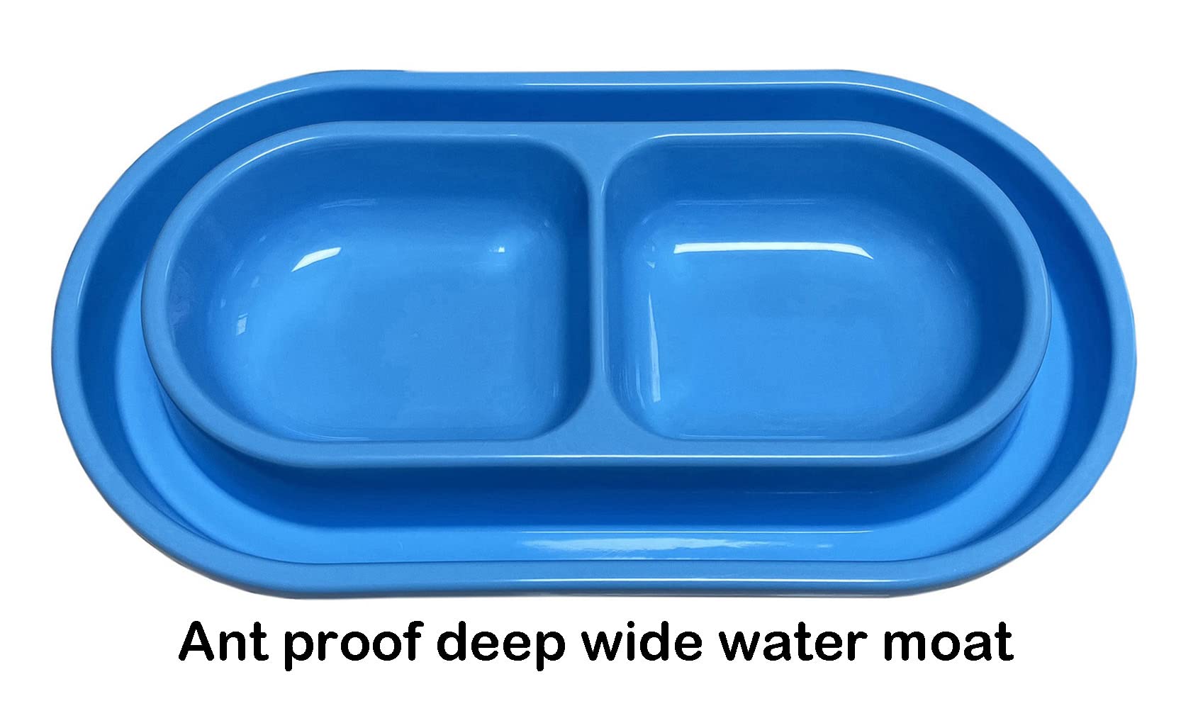 UOBALASE Ant Away Bowl blue front view showcases roomy 4-cup capacity for pets.