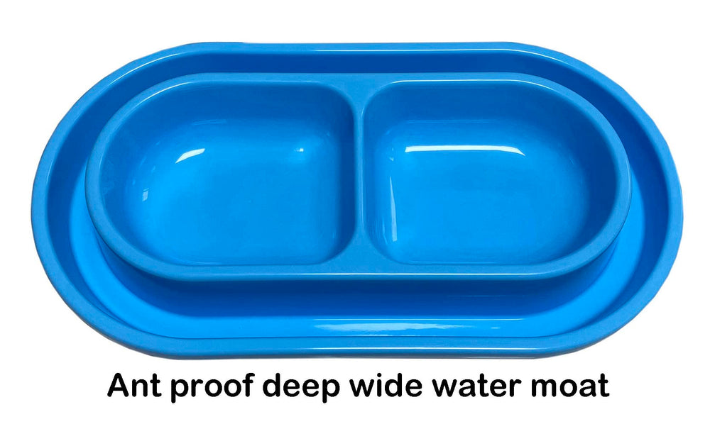 UOBALASE Ant Away Bowl blue front view showcases roomy 4-cup capacity for pets.
