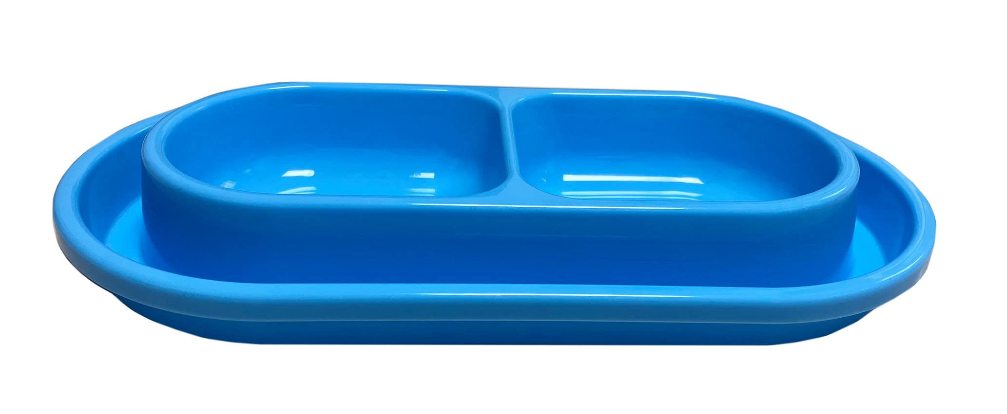 UOBALASE Ant Away Bowl blue side view highlights its anti-ants moat for mess-free feeding.