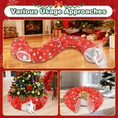 Uoiispet Christmas cat tunnel circle shape encourages interactive play and exploration.