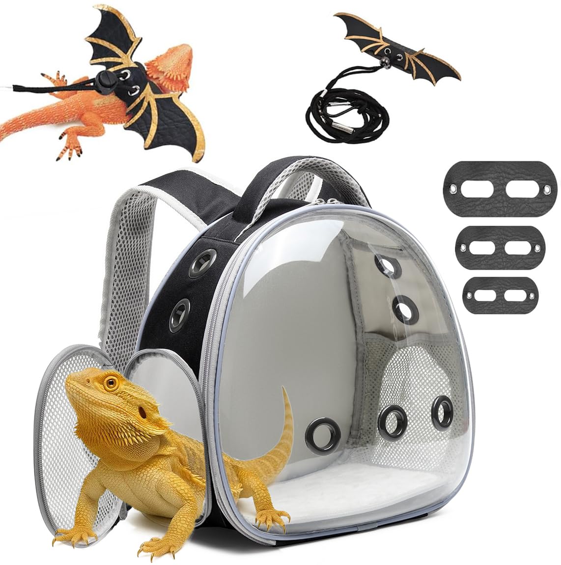 UOOPET Bearded Dragon Backpack with Bubble Window showcases observation friendly bubble for calm travel.