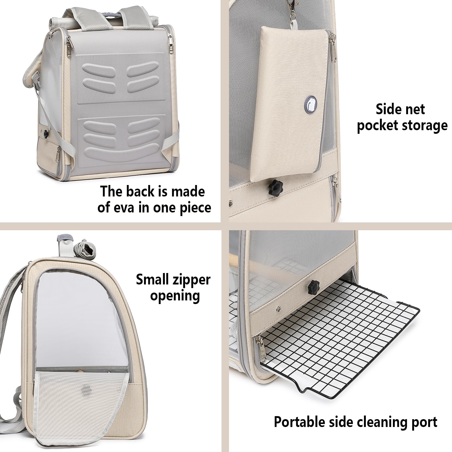 UOOPET lightweight cream carrier ideal for spacious travel.