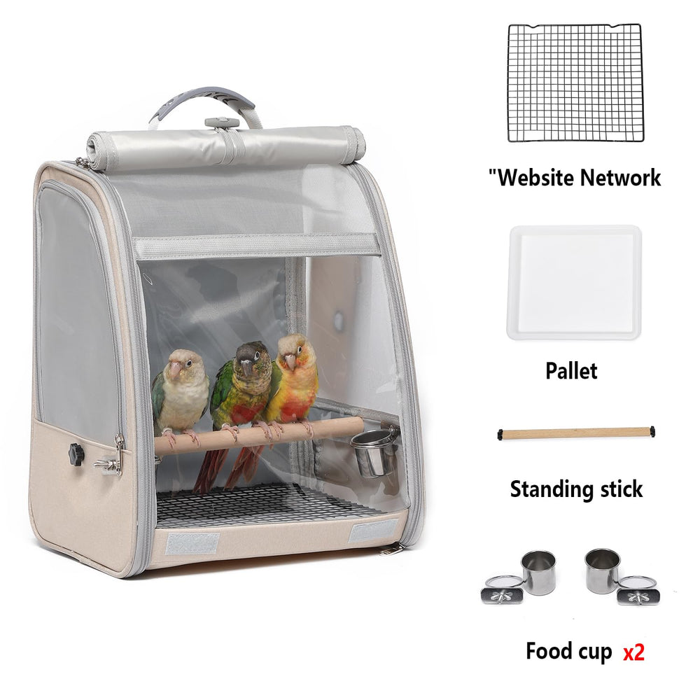 UOOPET Bird Carrier Backpack front window offers scenic views during hikes.