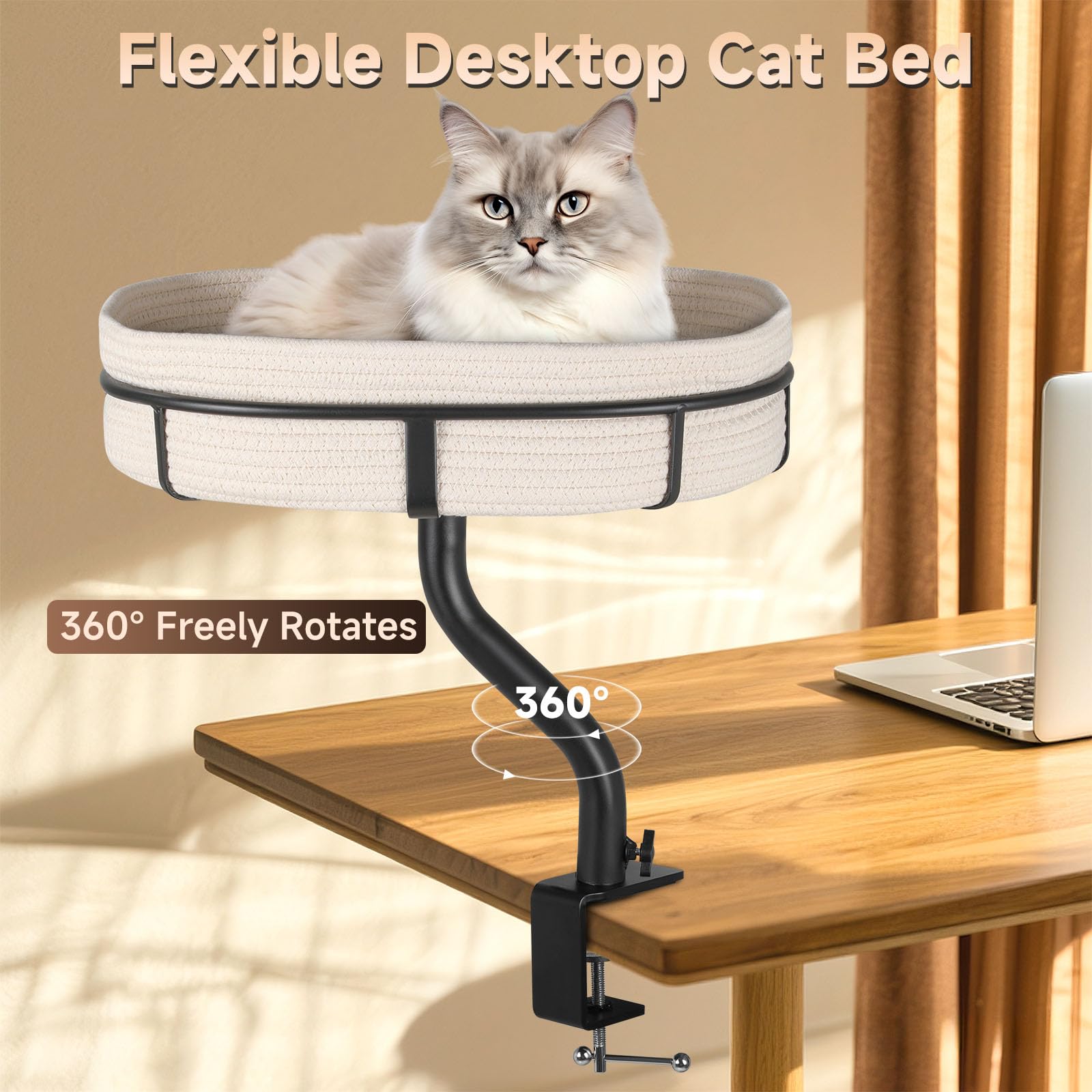 Uoveya Cat Desk Bed plush winter pad for extra warmth.