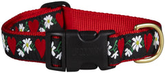 Up Country Hearts & Flowers collar close-up showing durable nylon strap