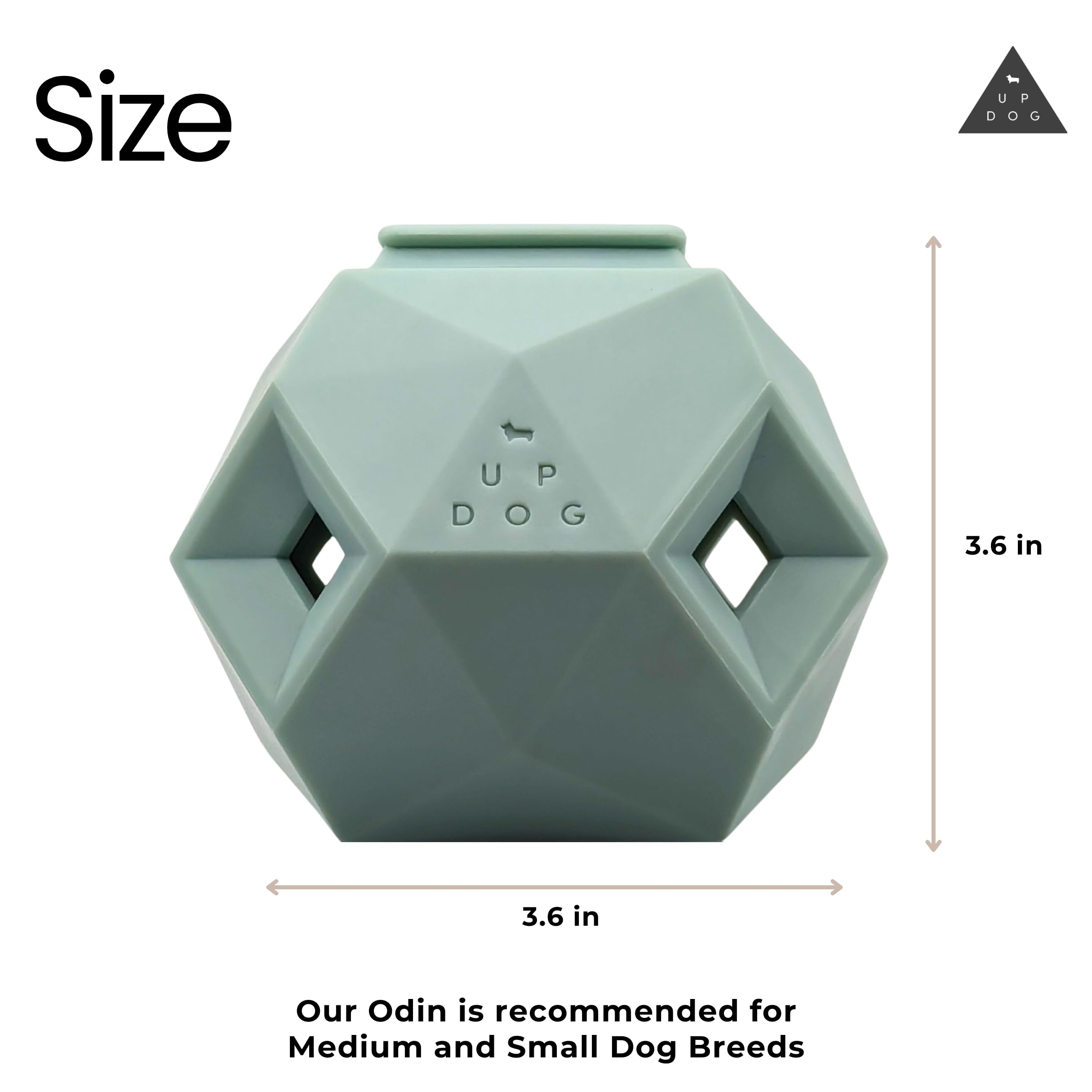Up Dog Toys Odin Treat Ball supports indoor and outdoor play for medium dogs