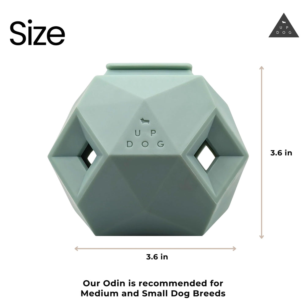 Up Dog Toys Odin Treat Ball supports indoor and outdoor play for medium dogs