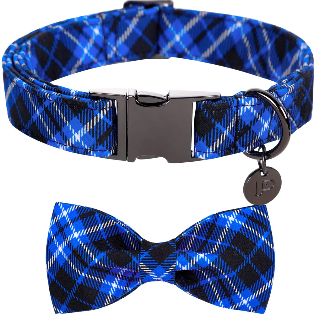 UP URARA PUP blue plaid collar detail for festive appearance