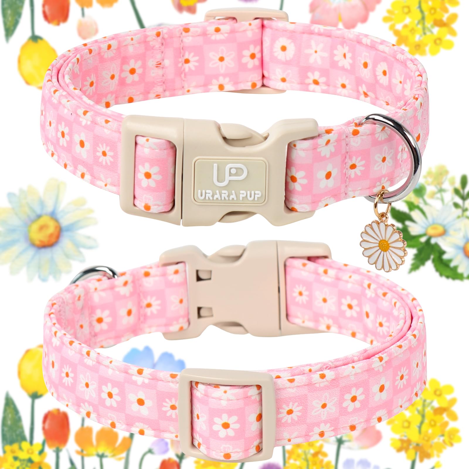 UP URARA PUP pink grid pattern collar ideal for stylish daily wear