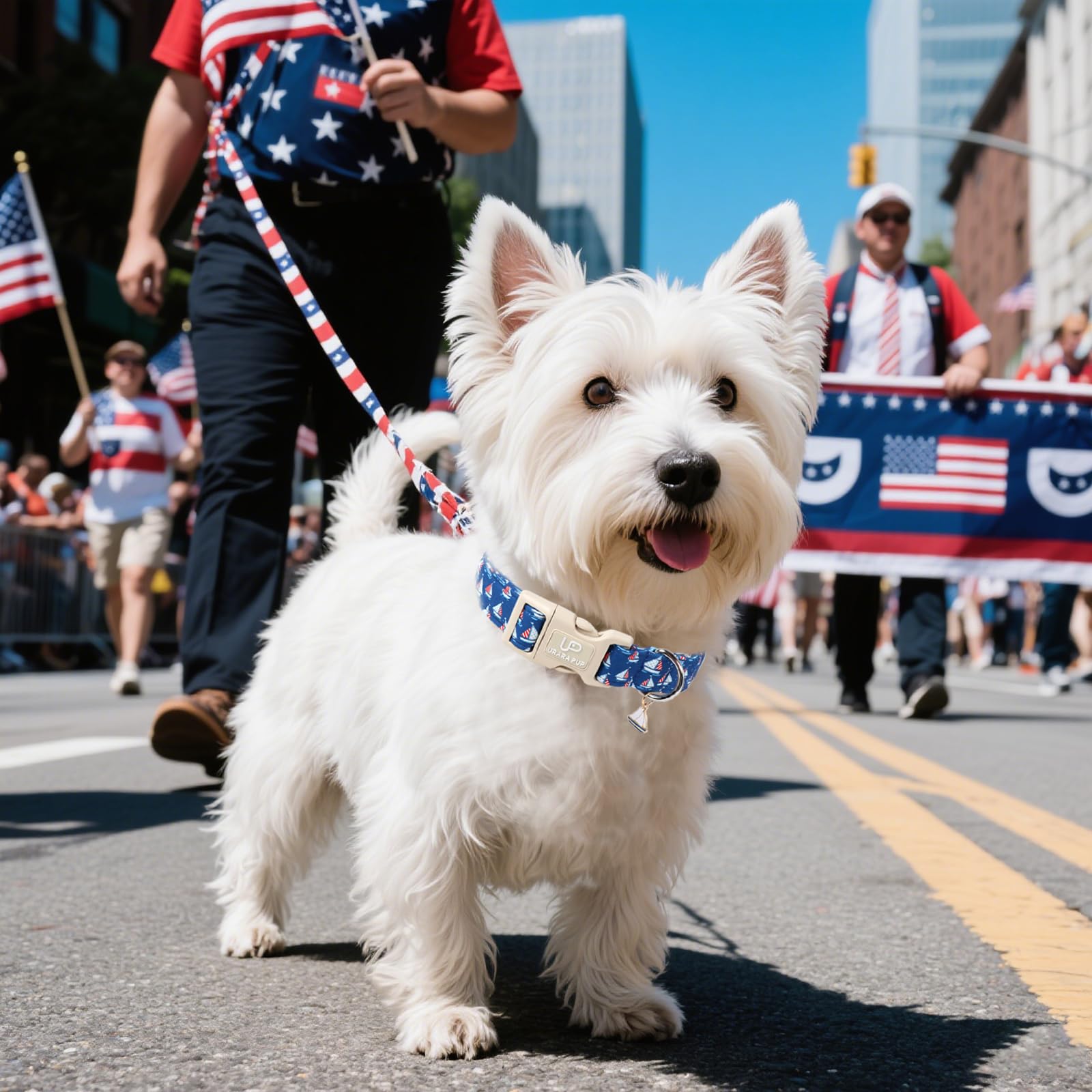 UP URARA PUP cotton collar delivers breathable comfort for summer walks.