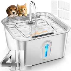 UPAWPIA large cat water fountain in stainless steel for durable hydration