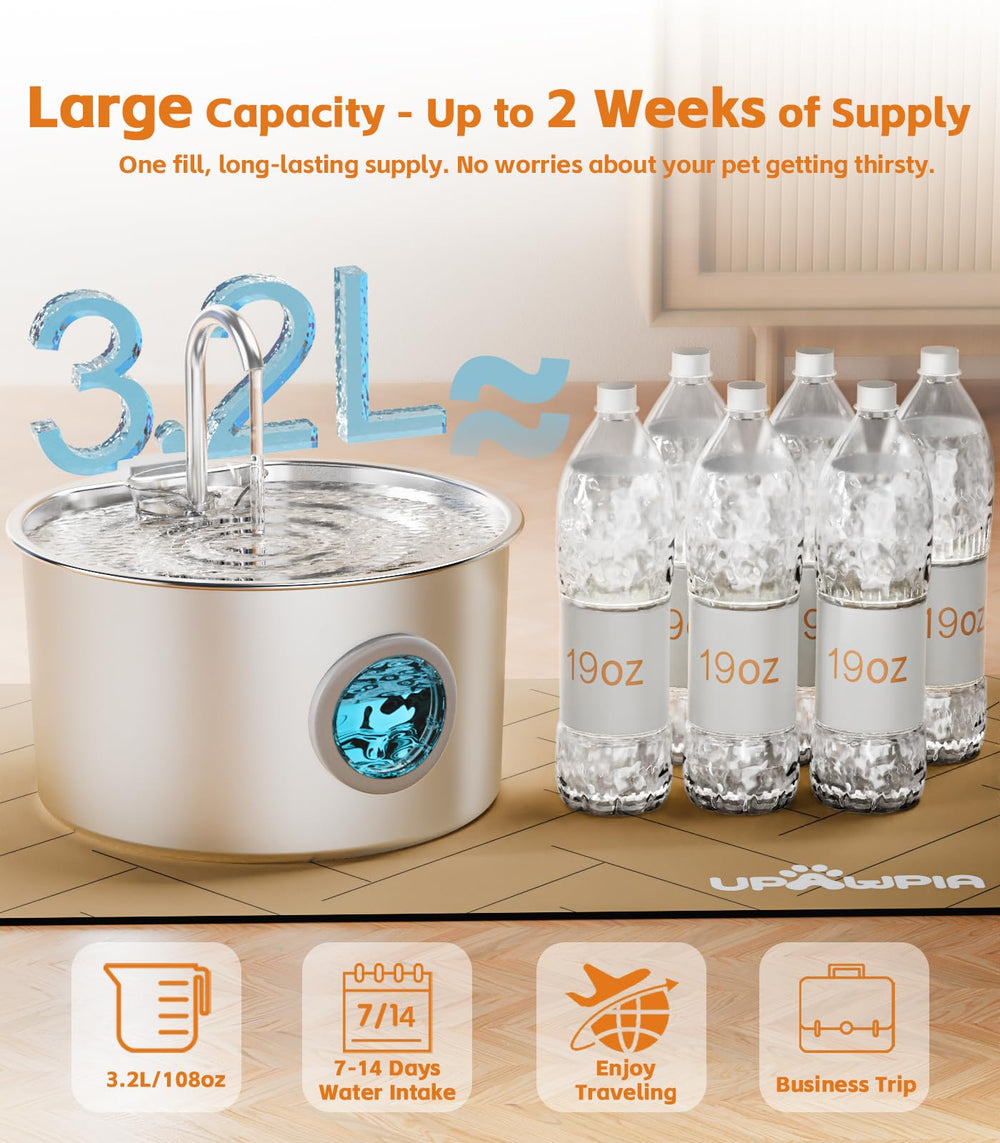 UPAWPIA LED water level window provides quick refill checks and monitoring