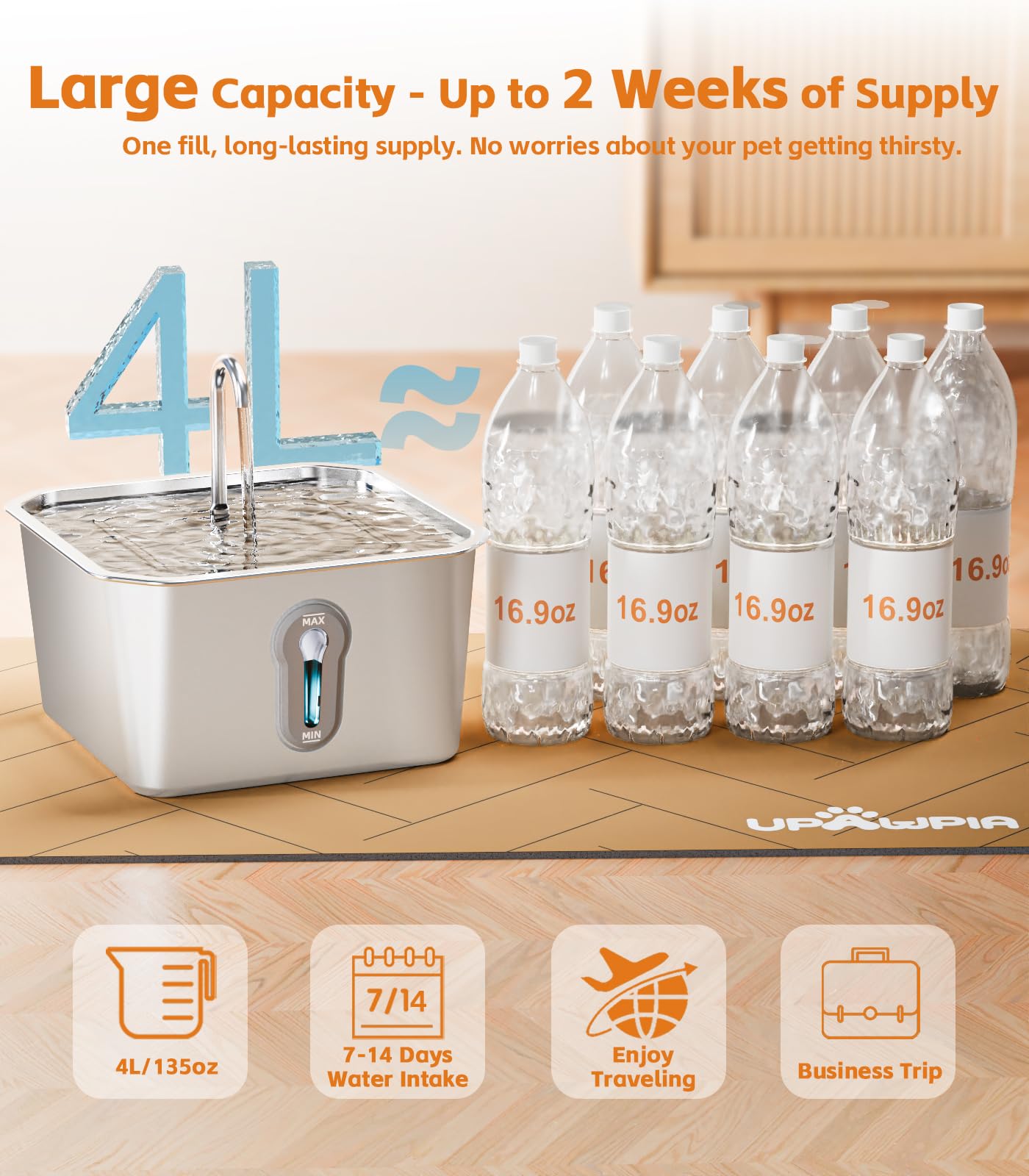 UPAWPIA quiet water pump operates softly for peaceful homes