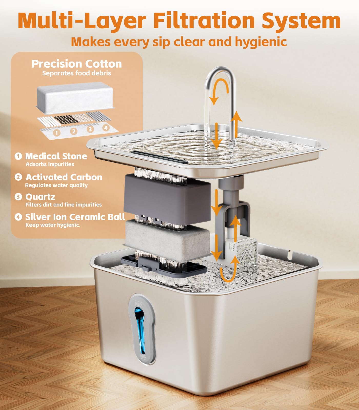 UPAWPIA sleek indoor pet water dispenser fits home decor