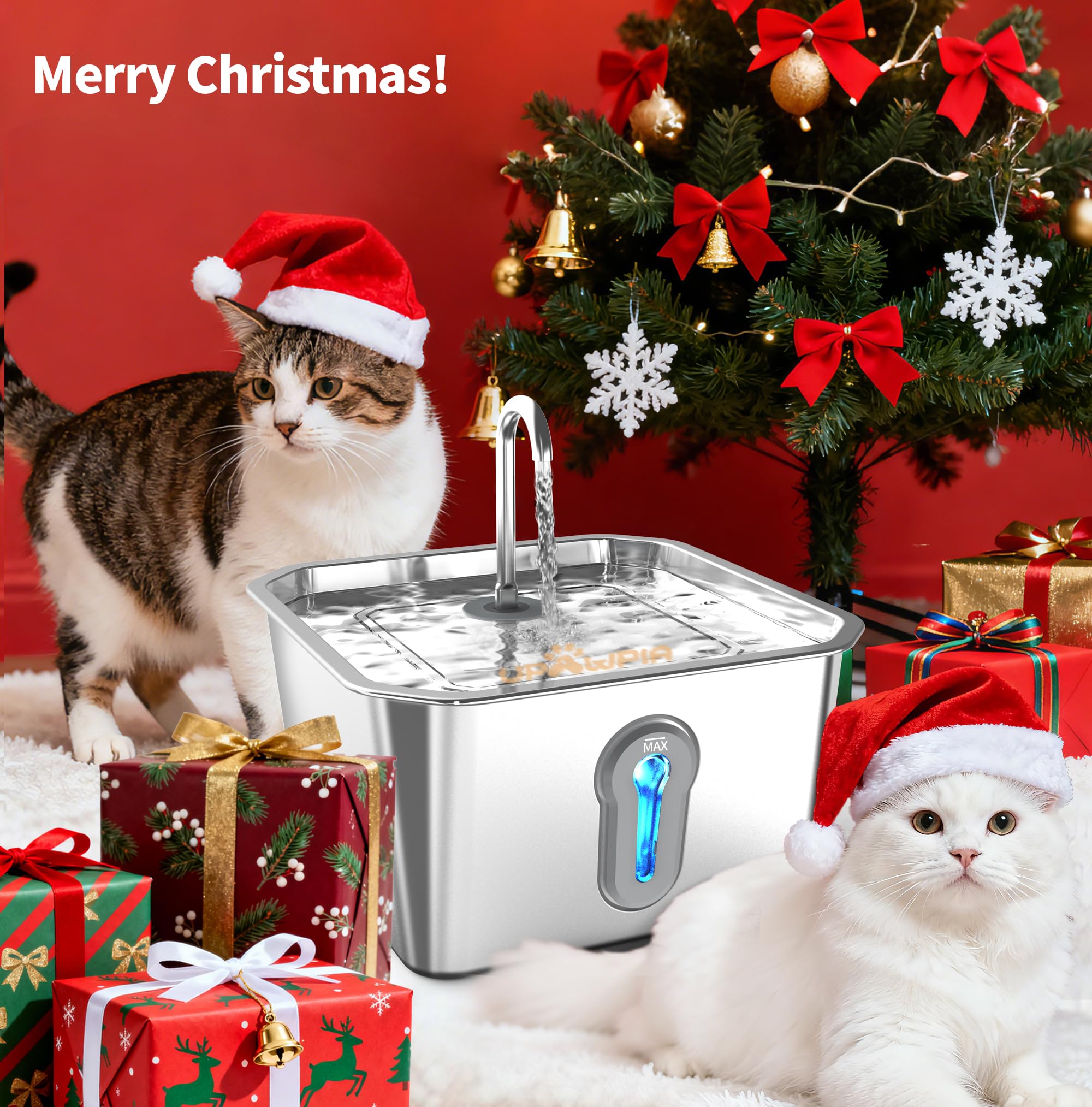 UPAWPIA stainless steel cat fountain highlighting durable construction