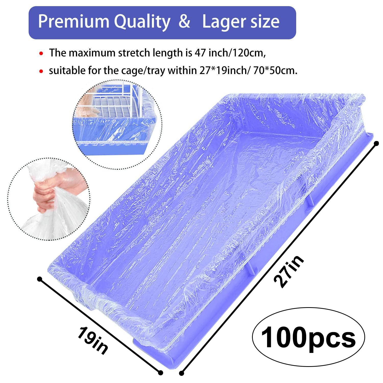 Upcessory clear plastic rabbit cage liner shows pet waste for easy monitoring.