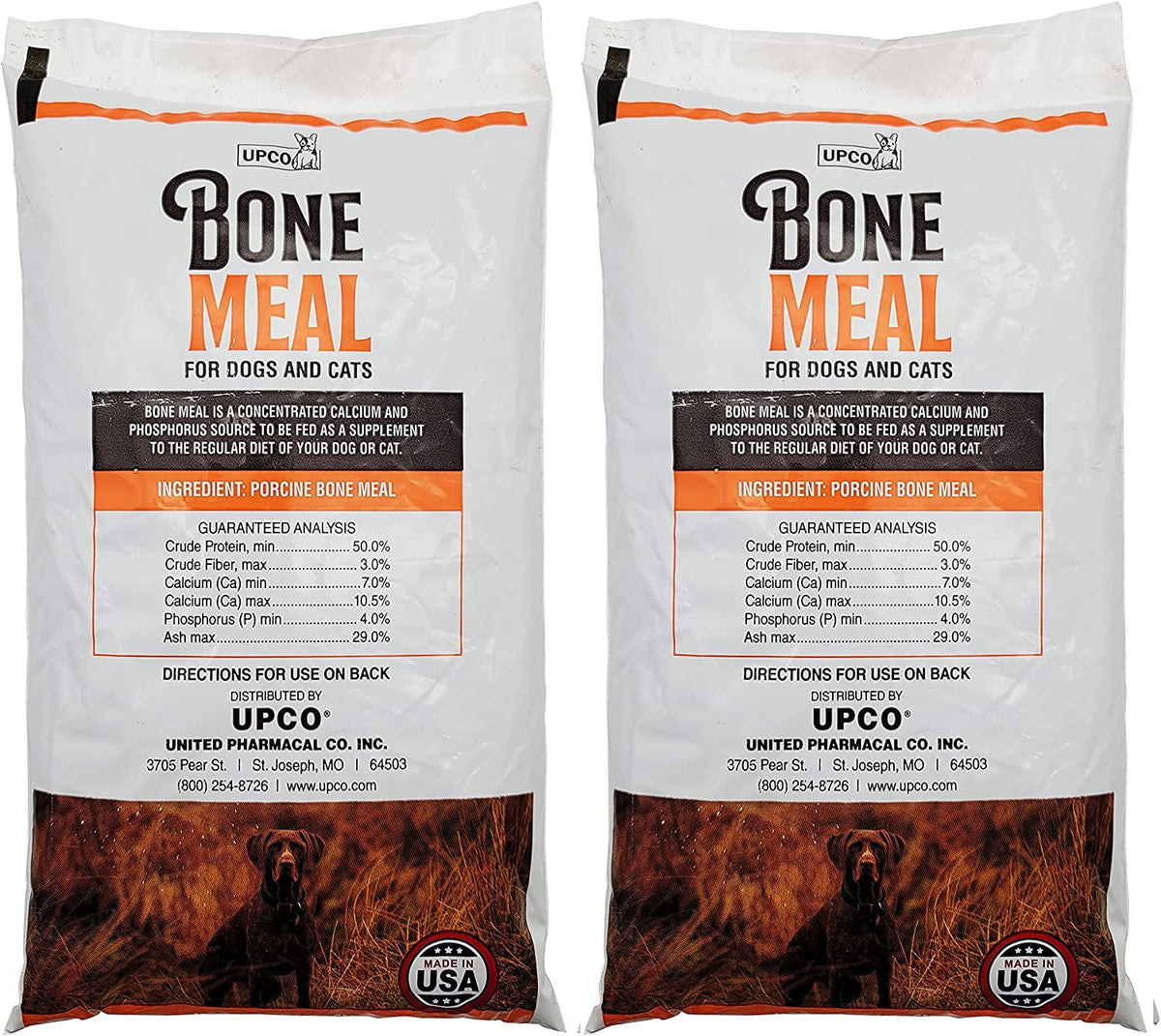 UPCO Bone Meal steamed powder pack for dogs and cats two-pack supports calcium balance.