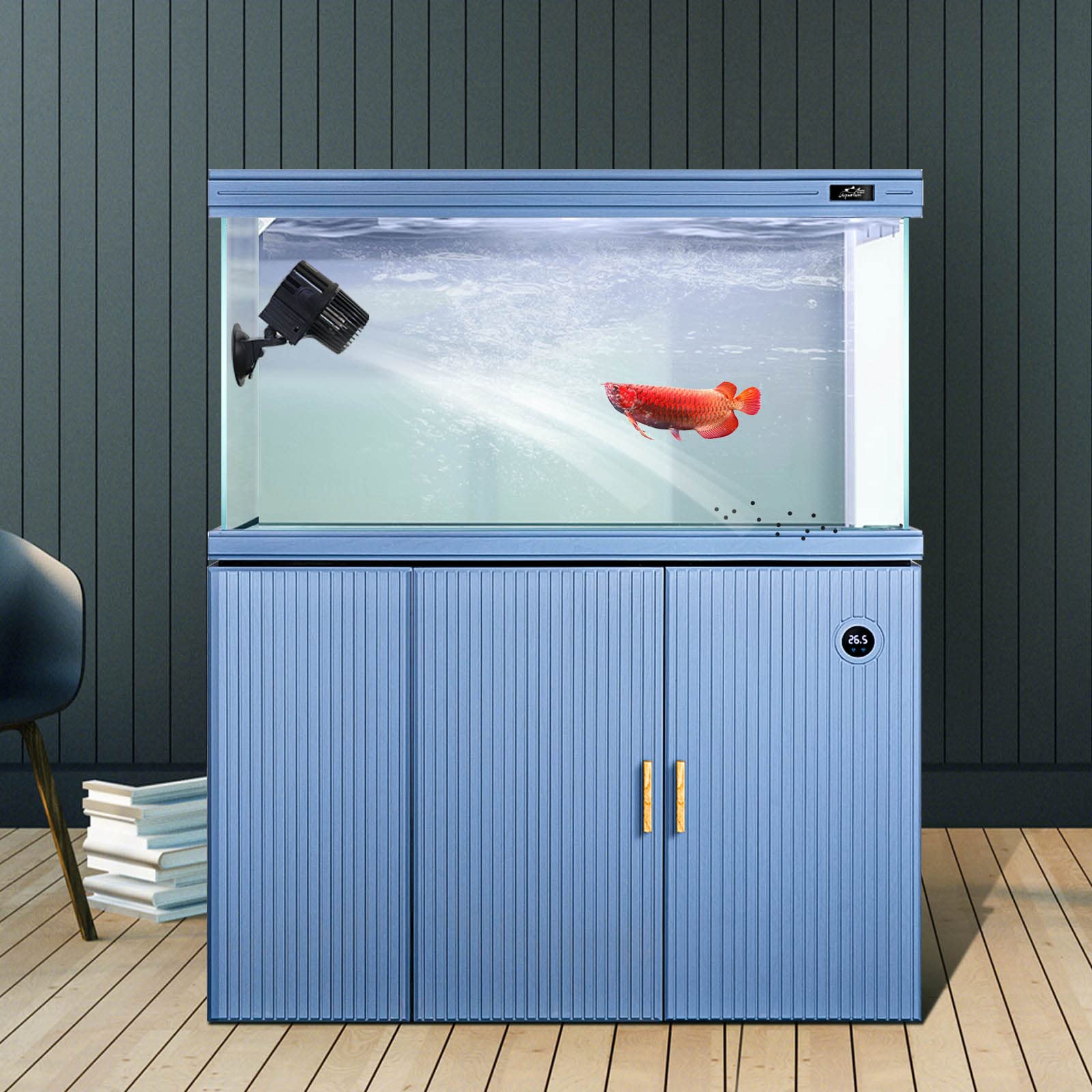 UPETTOOLS black wavemaker complements modern tanks with sleek, space-saving design.