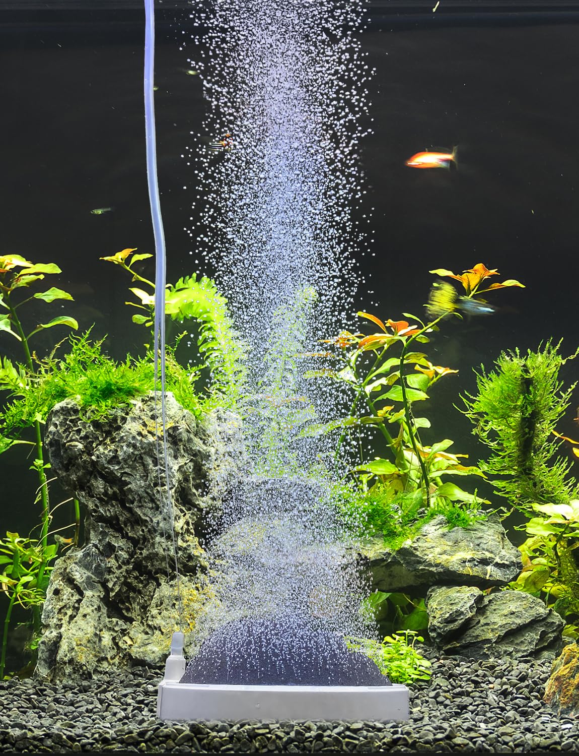 UPETTOOLS aquarium air stone 5.2 inch emits tiny bubbles for vibrant tank scenery.
