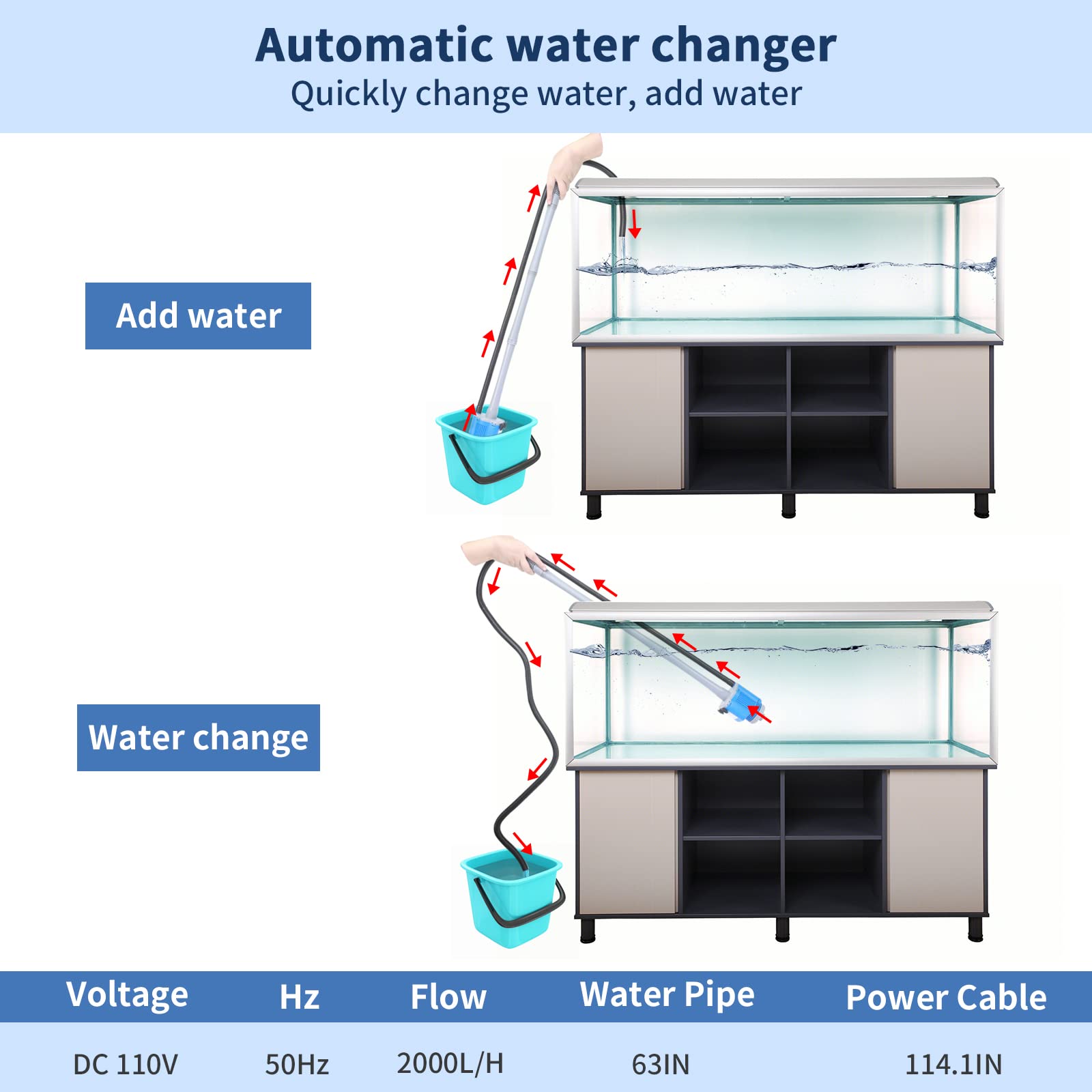 UPETTOOLS robust suction removes algae and waste while protecting beneficial bacteria.