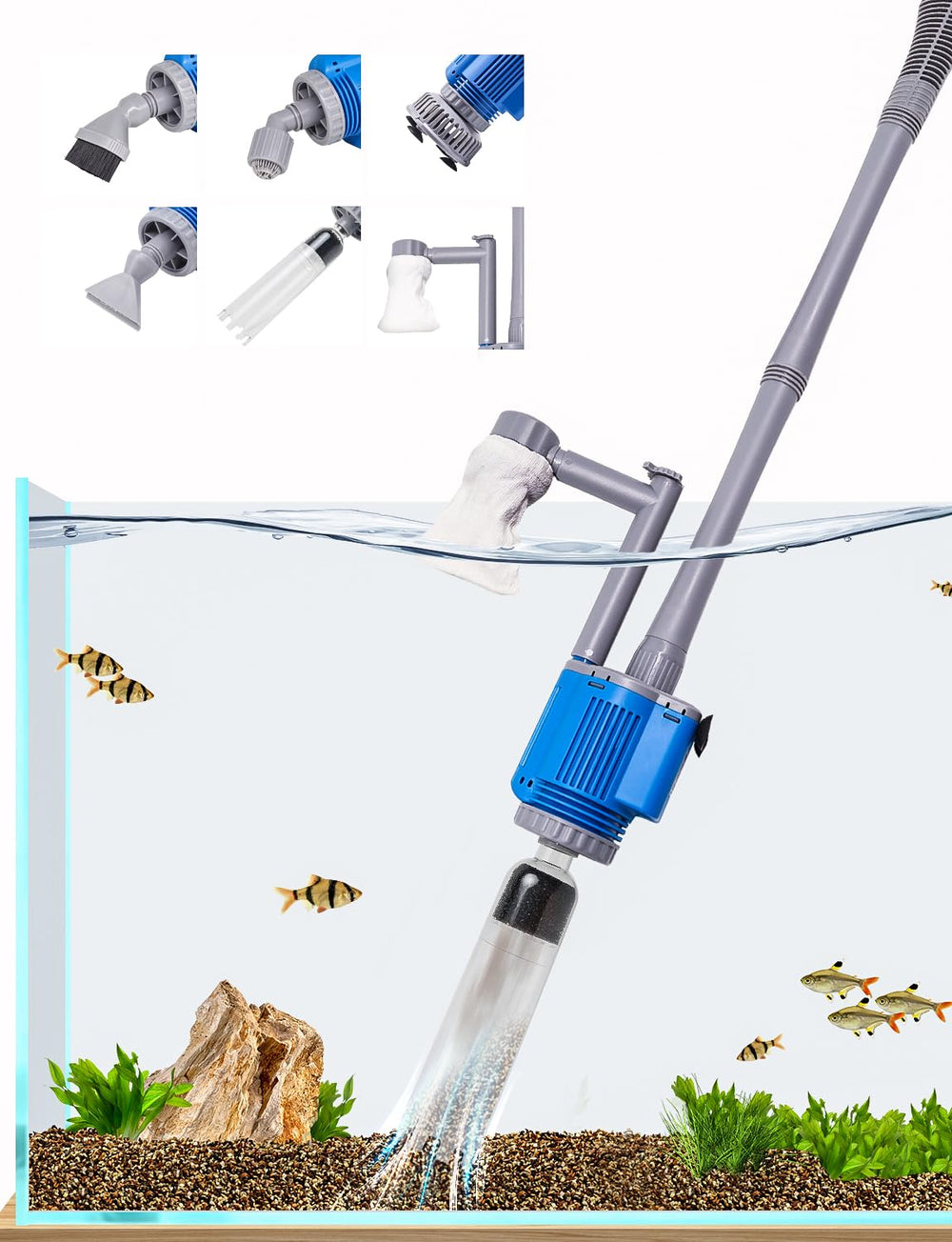 UPETTOOLS Aquarium Gravel Cleaner front view showing strong suction for debris removal.