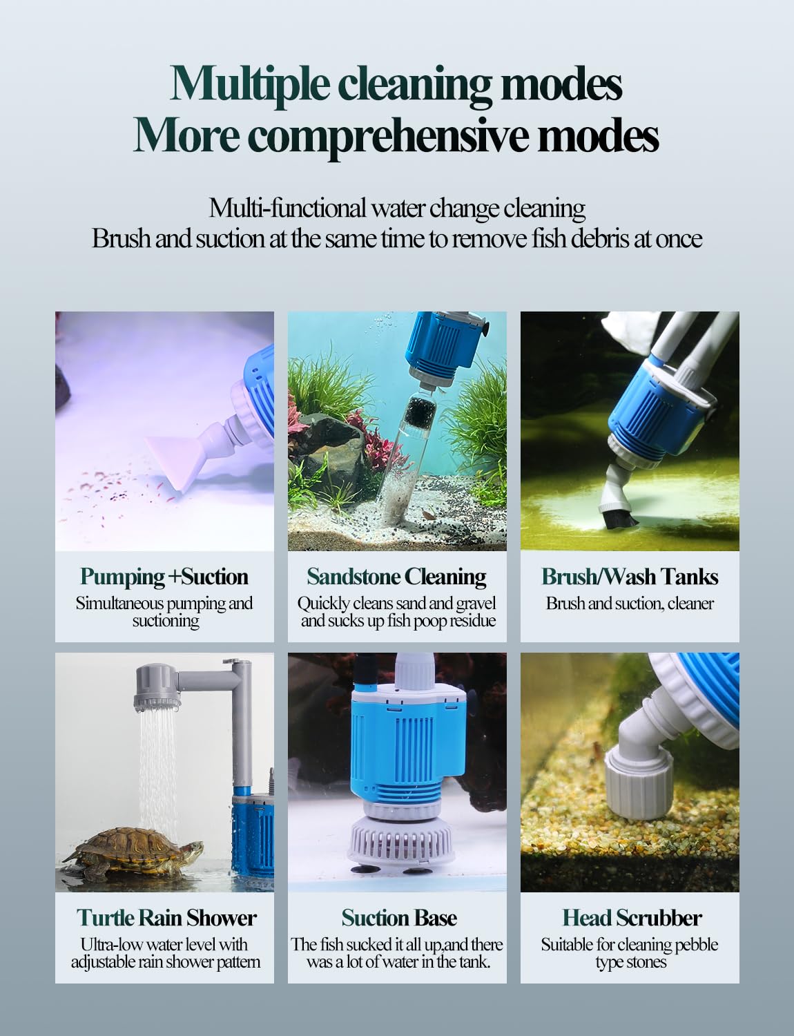 UPETTOOLS gravel cleaner in use during water change in freshwater tank.
