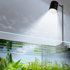 UPETTOOLS clip-on aquarium light assembly demonstrates quick tool-free mounting for instant tank illumination.