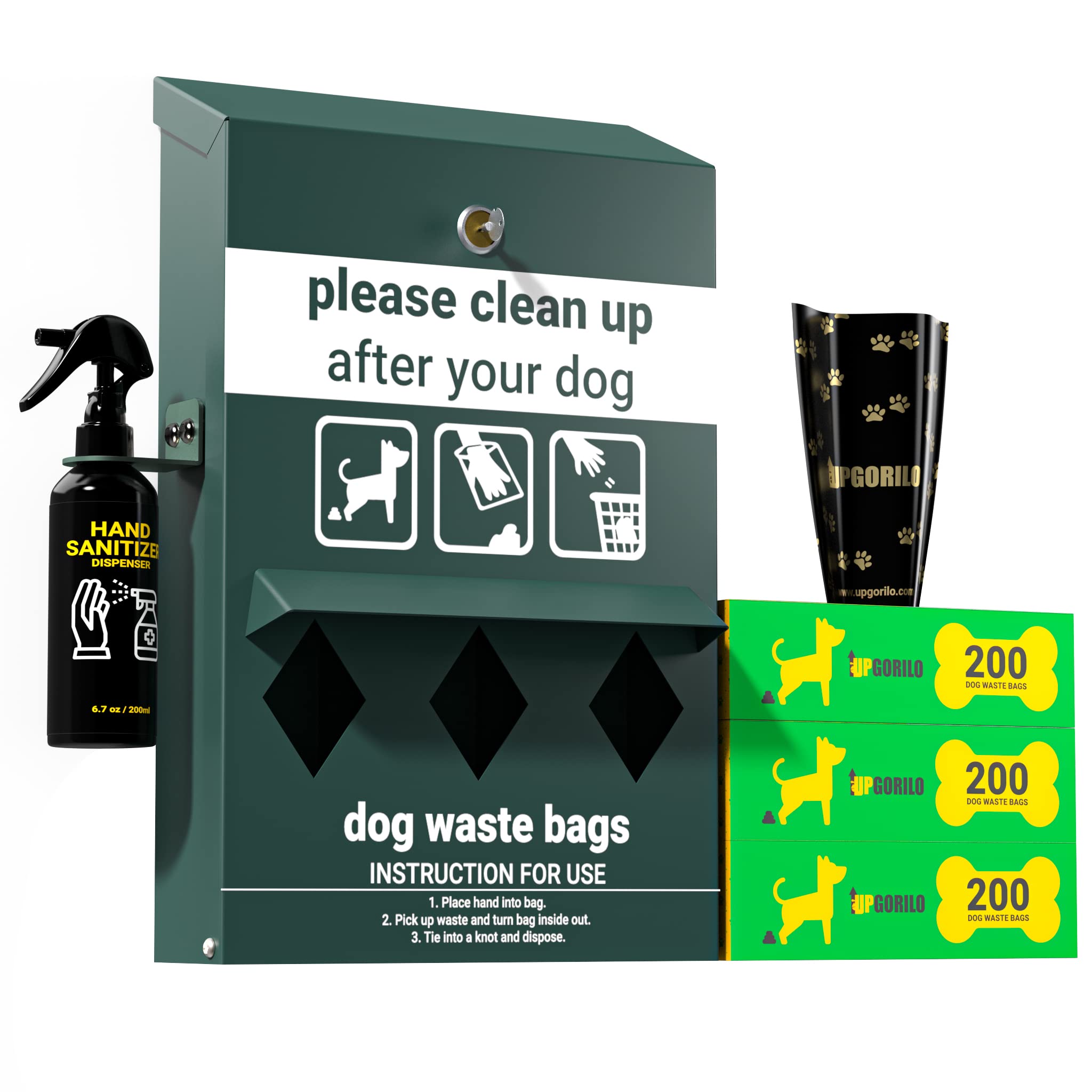 UPGORILO original glow dog poop station outdoors ensures quick waste disposal at night