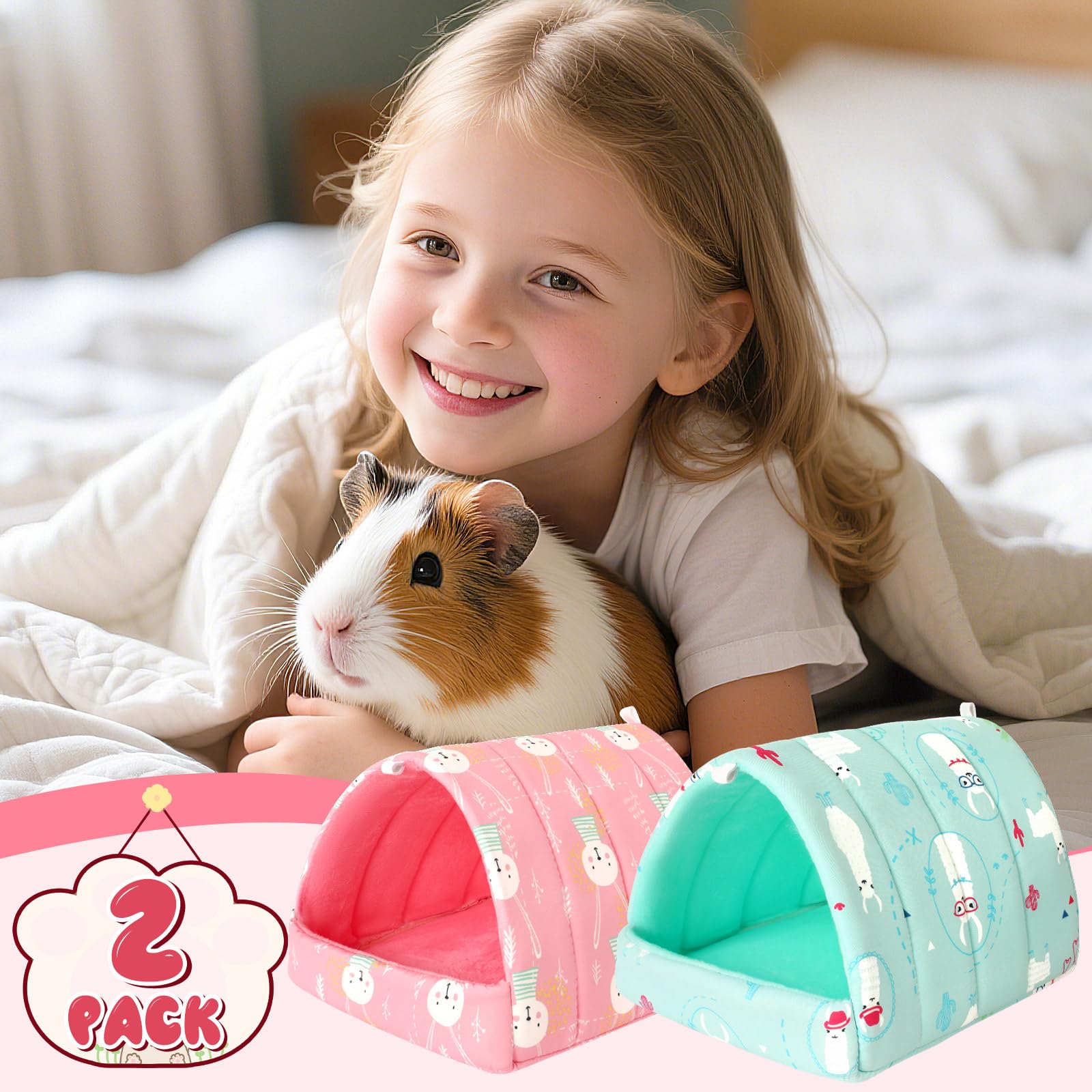 UPINS guinea pig bed size 6.8 by 7.4 inches suits small animals.