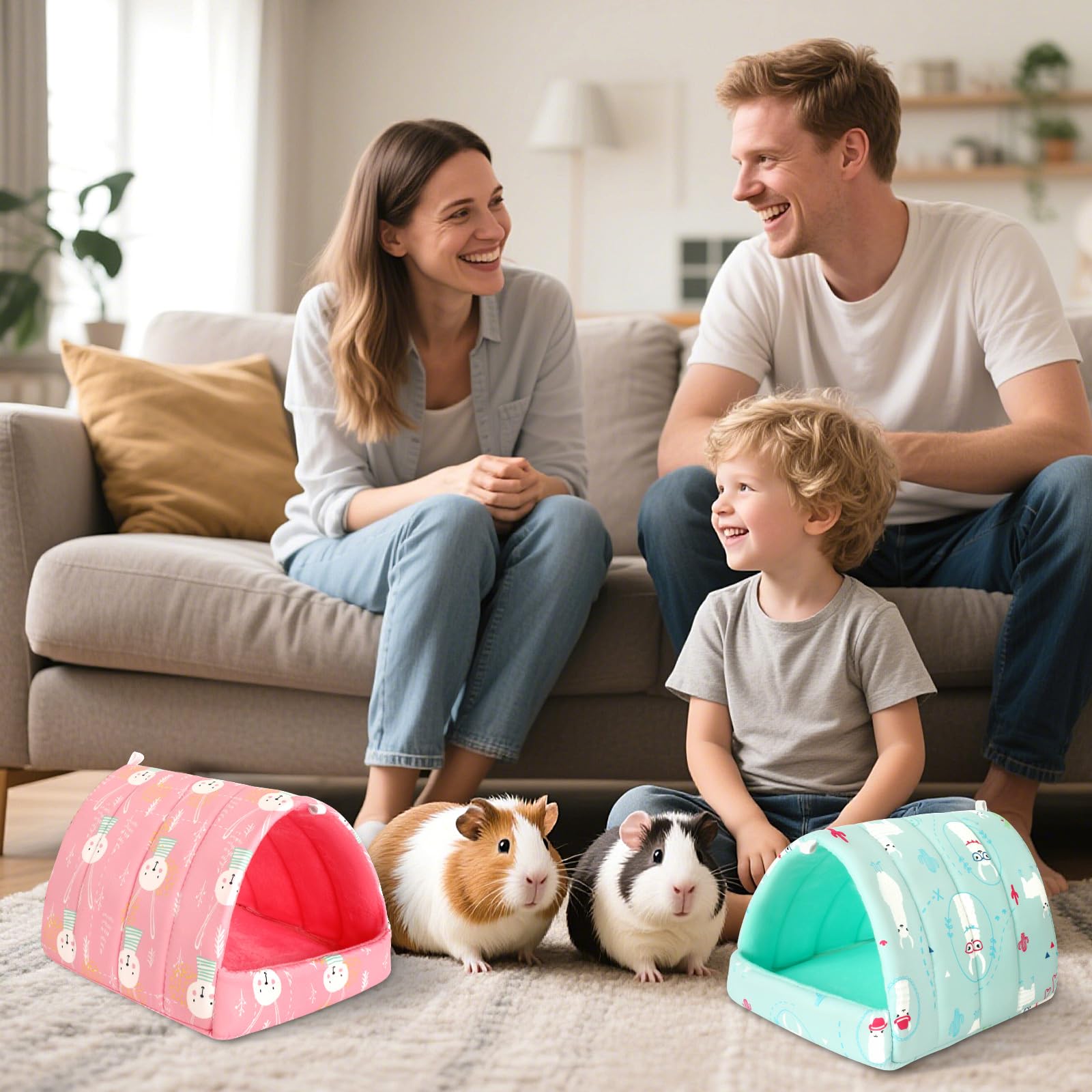 UPINS guinea pig bed multi-functional design supports sleeping and hiding needs.