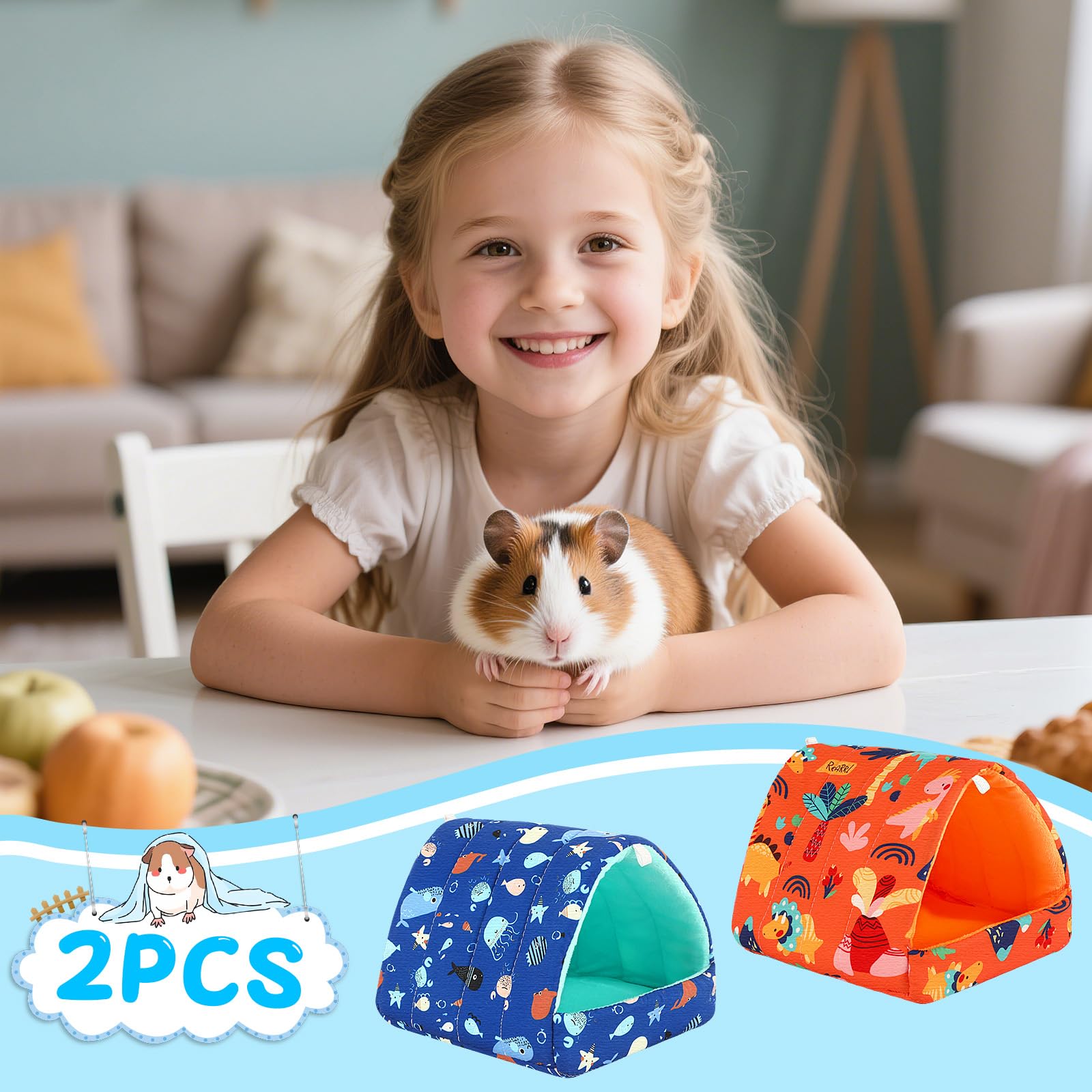 UPINS guinea pig bed pee pad detachable highlights easy quick-clean maintenance