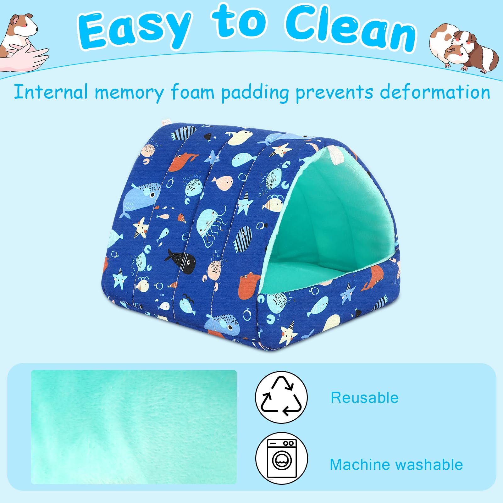 UPINS guinea pig hideout in cage emphasizes versatile hideaway during play