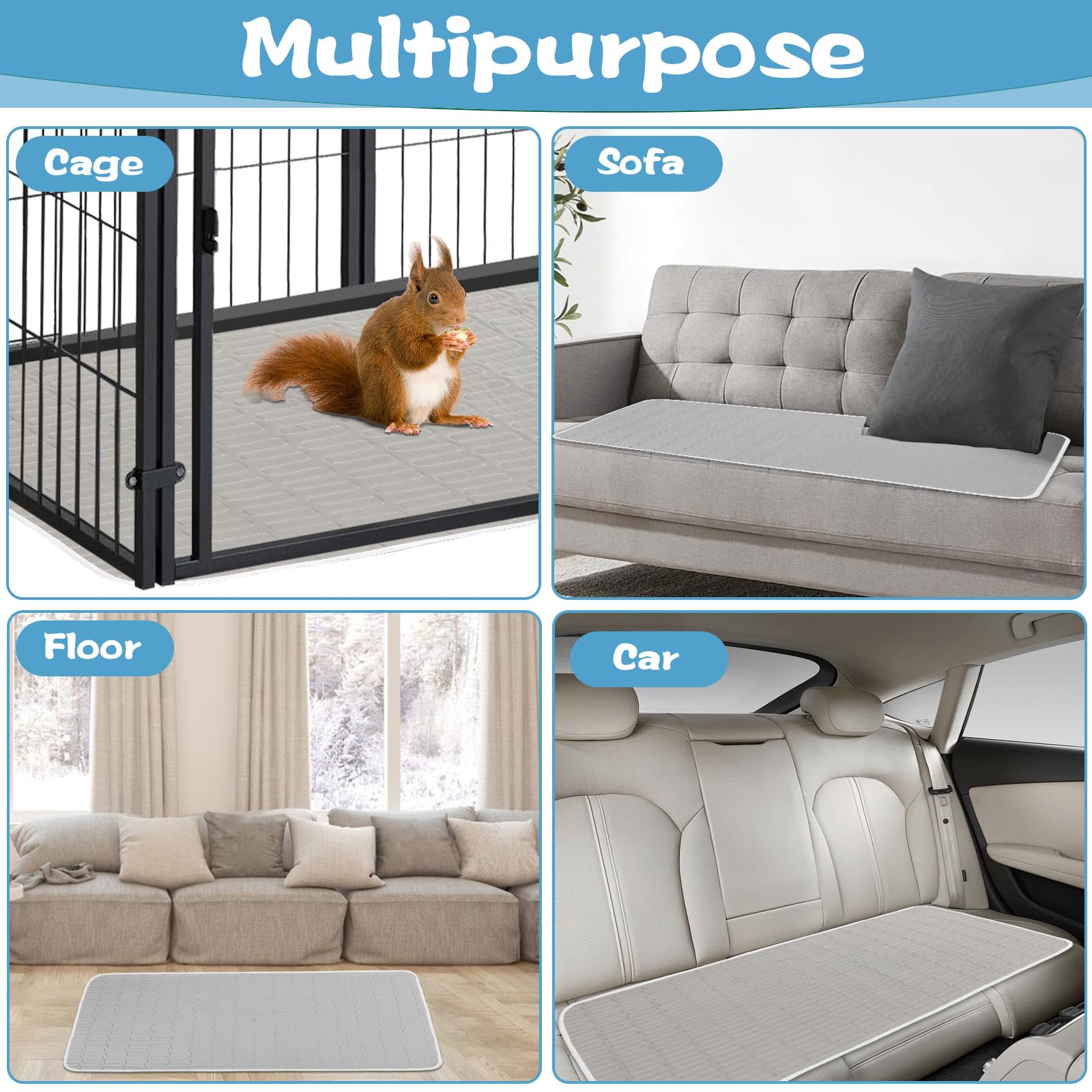 UPINS Guinea Pig Pee Pad in cage-use shows tidy habitat and comfortable nighttime resting.