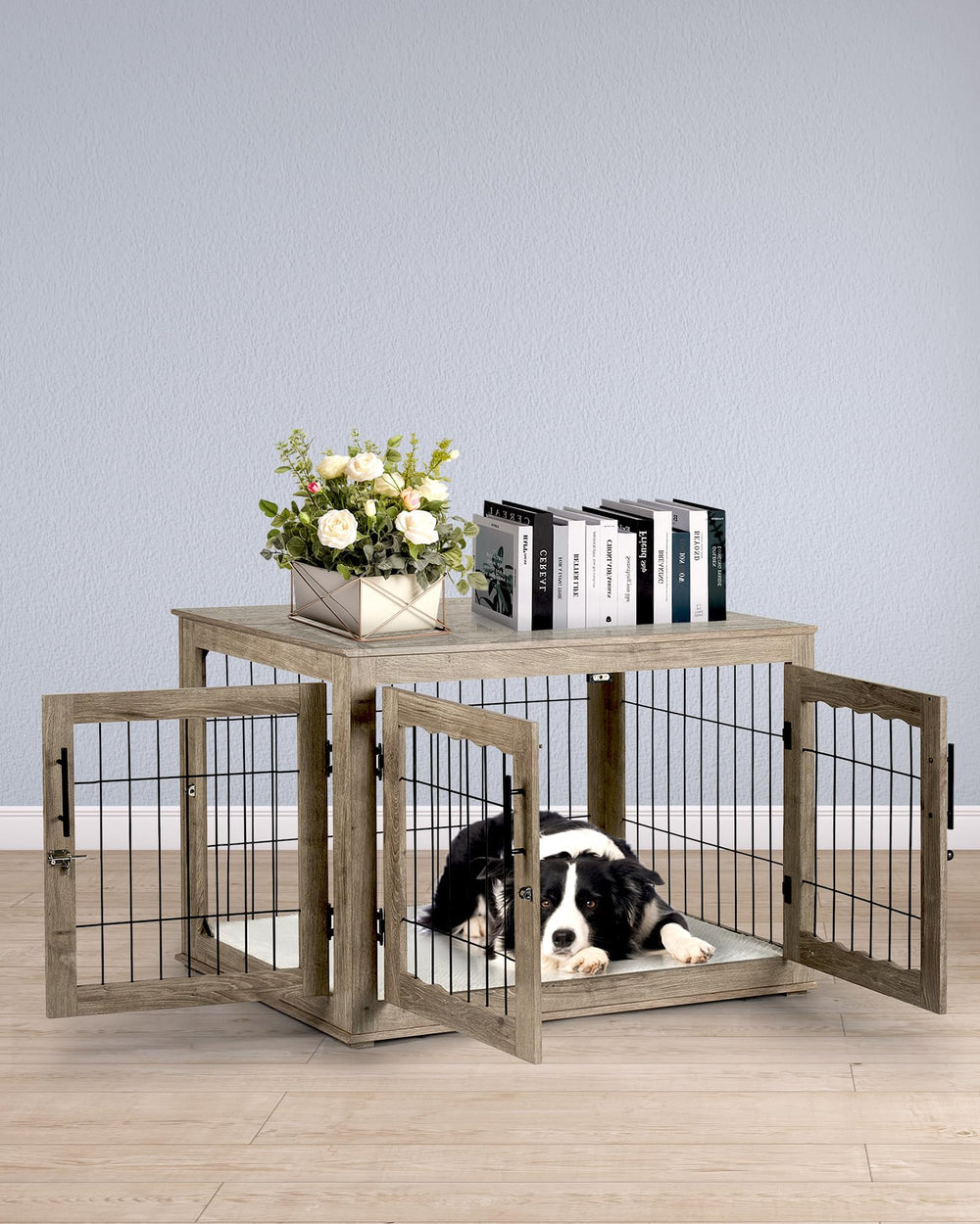 Upolana dog crate furniture pet usage in everyday scenarios.