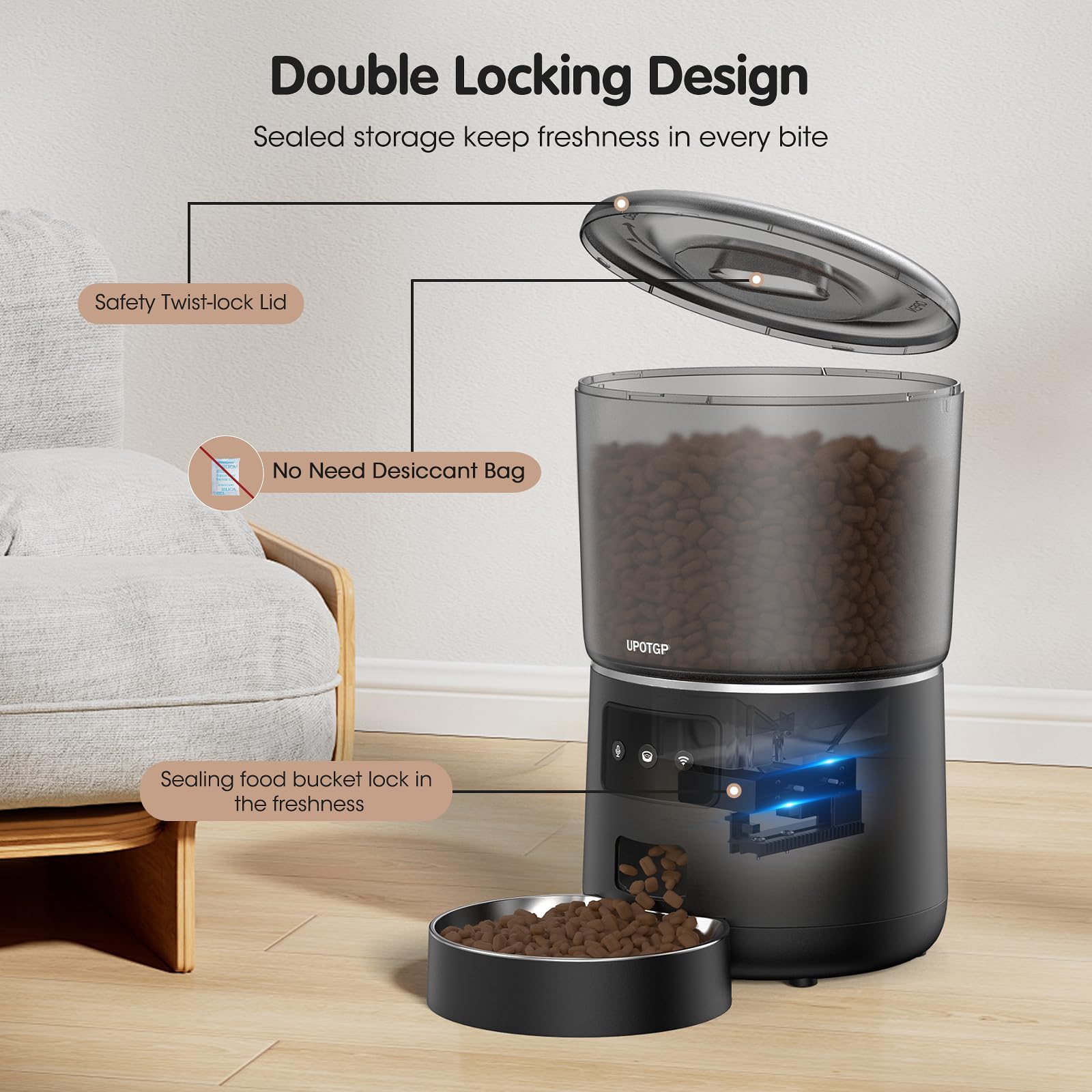 UPOTGP custom meal call image highlights 10-second voice reminder for pets