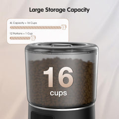 UPOTGP automatic cat feeder with digital display illustrating scheduling at a glance for ease