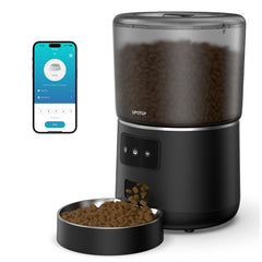 UPOTGP automatic cat feeder front view showing 4L capacity for consistent meals