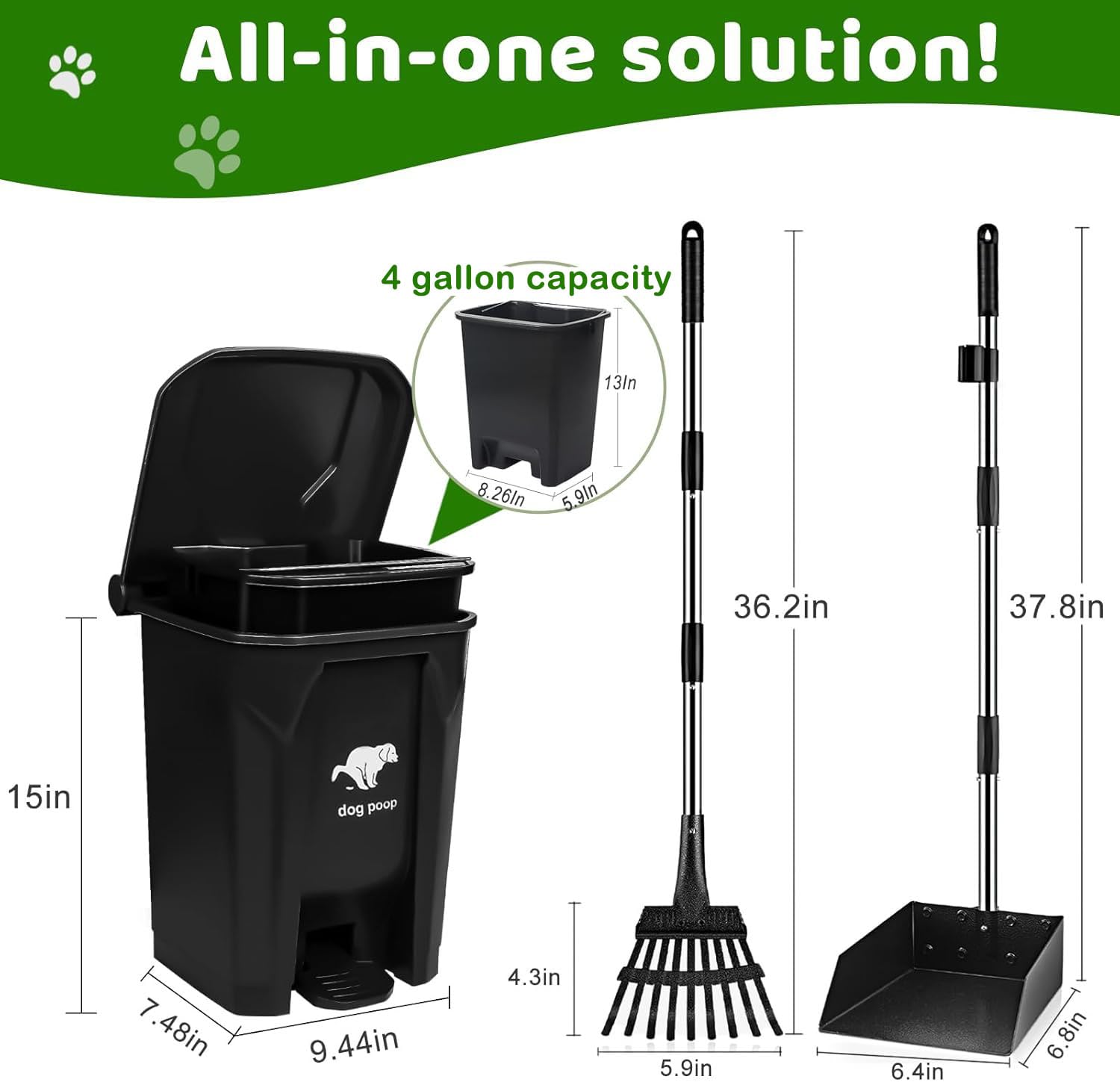 Uppcasir 20L dog waste bin with removable inner bin for easy bag changes