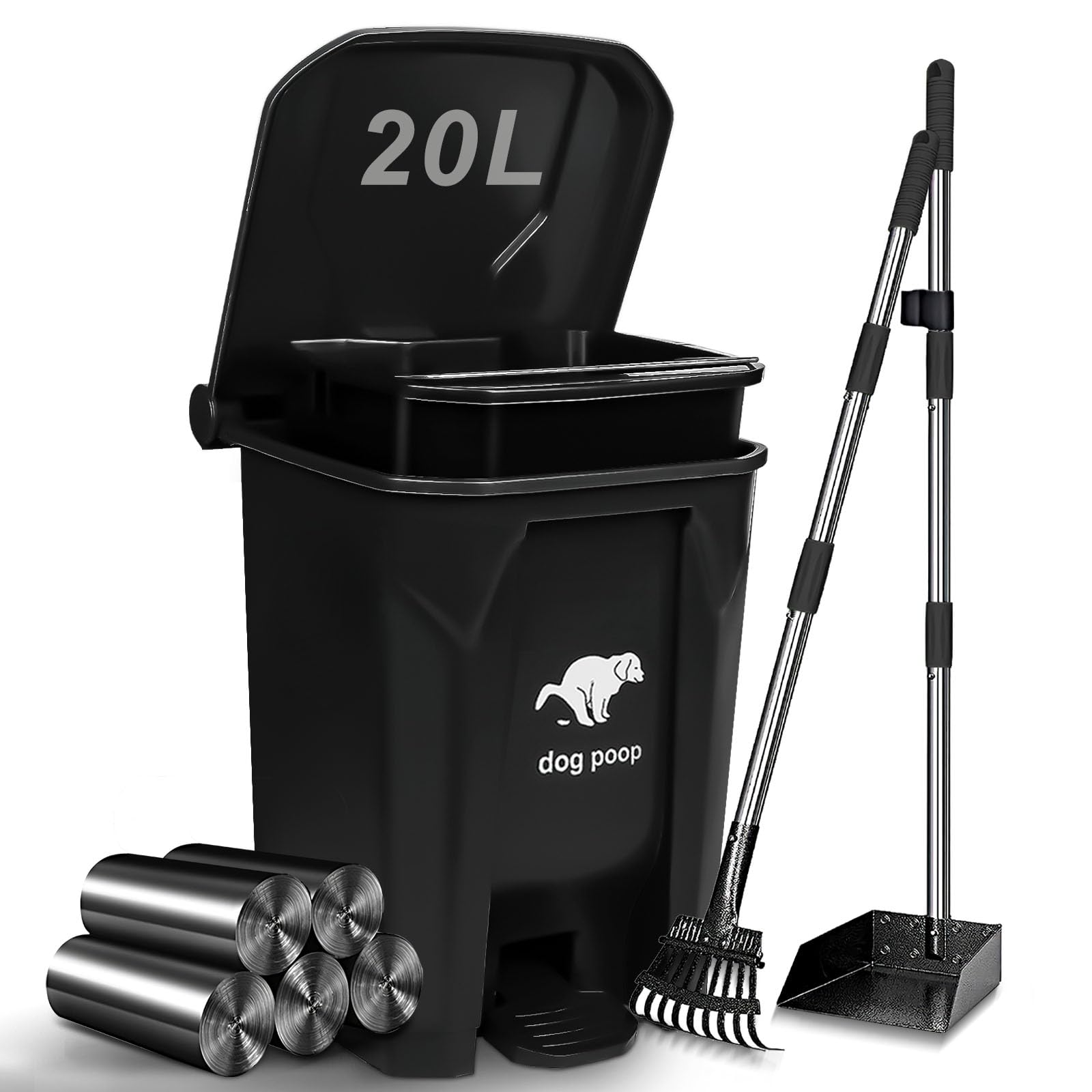 Uppcasir dog poop trash can outdoor with pedal lid for hands-free waste disposal