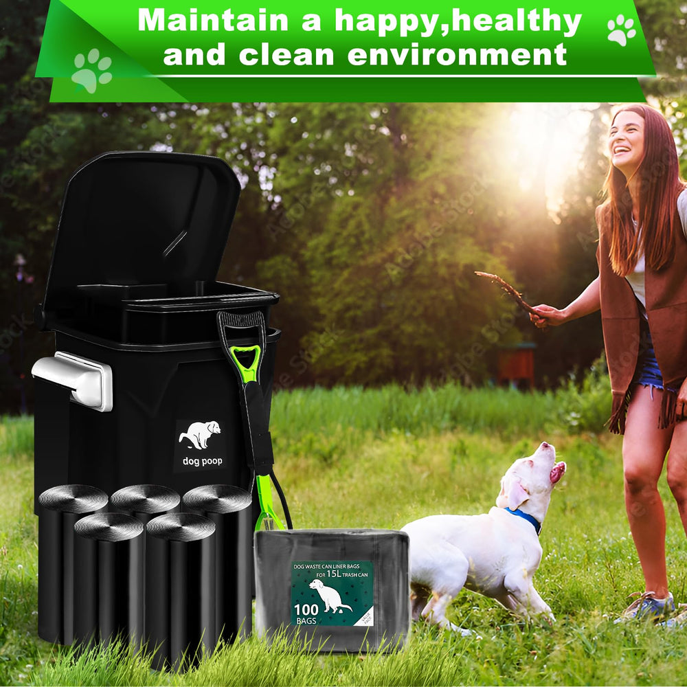 Uppcasir dog waste bags in use with a dog owner during cleanup.