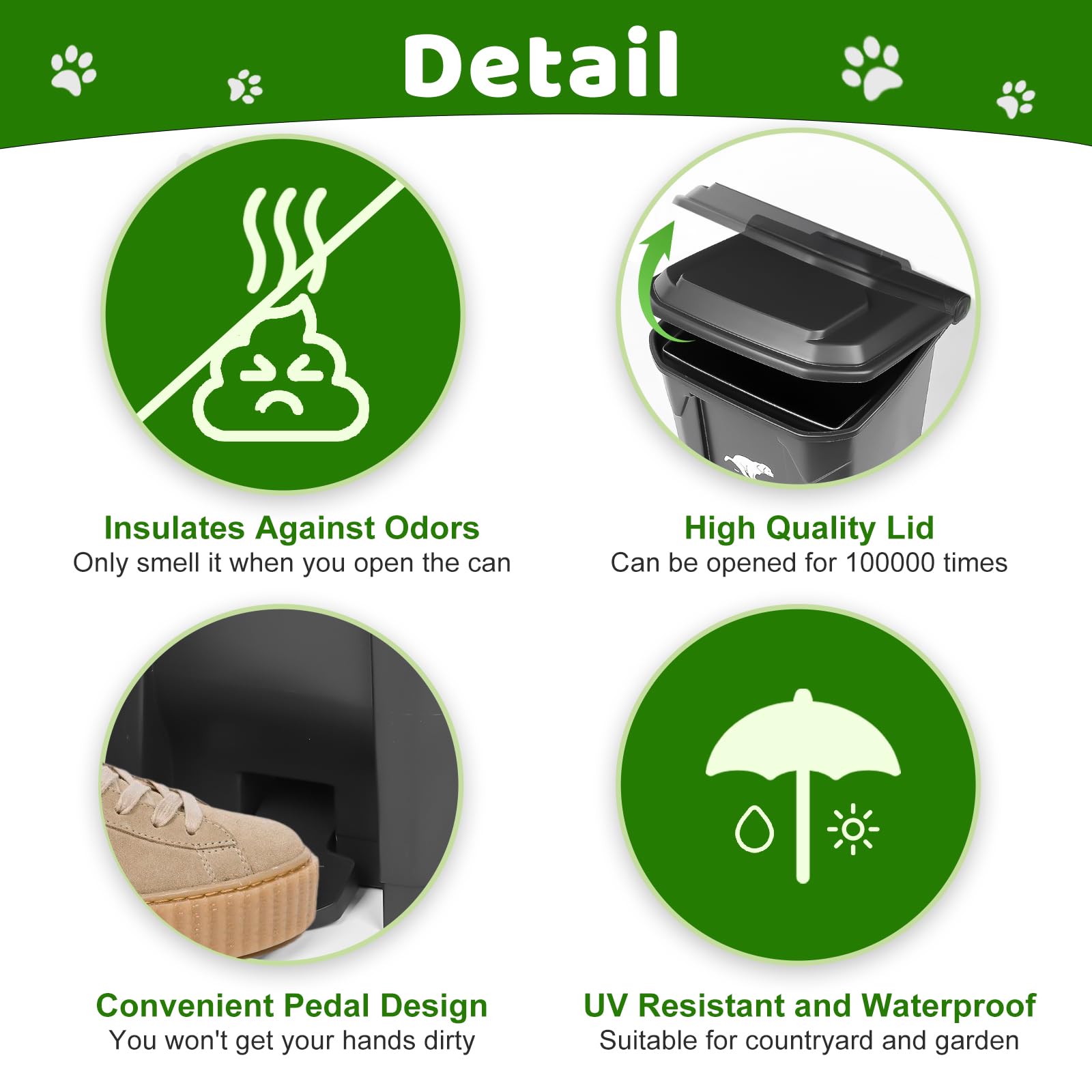 Uppcasir pedal lid with hands-free operation reduces contact during waste disposal.