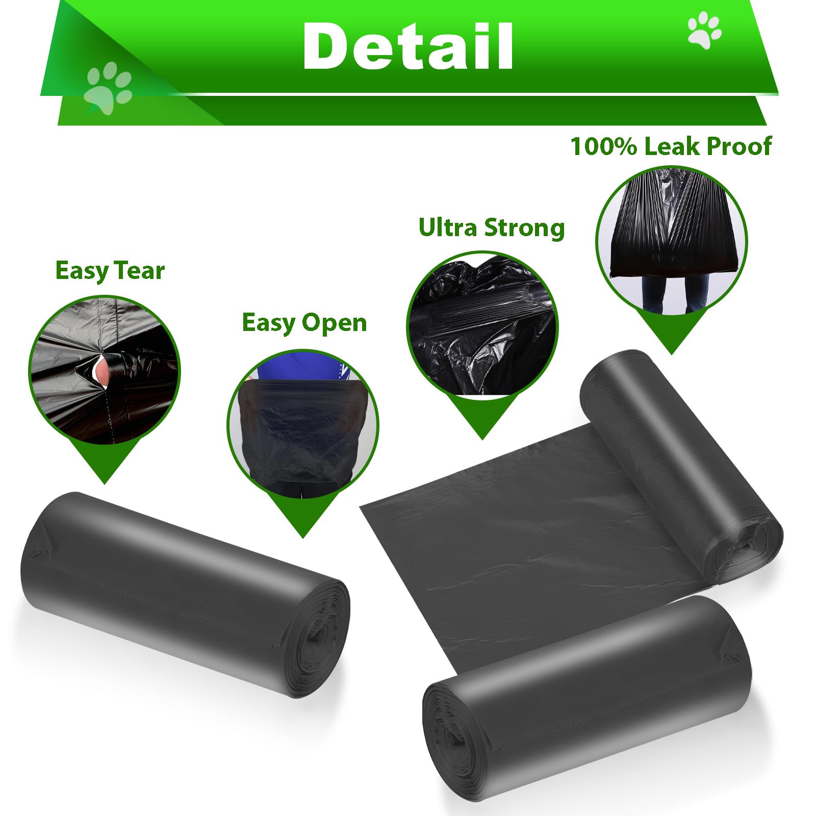 Uppcasir waste bags fit 15L-20L cans showing broad compatibility.