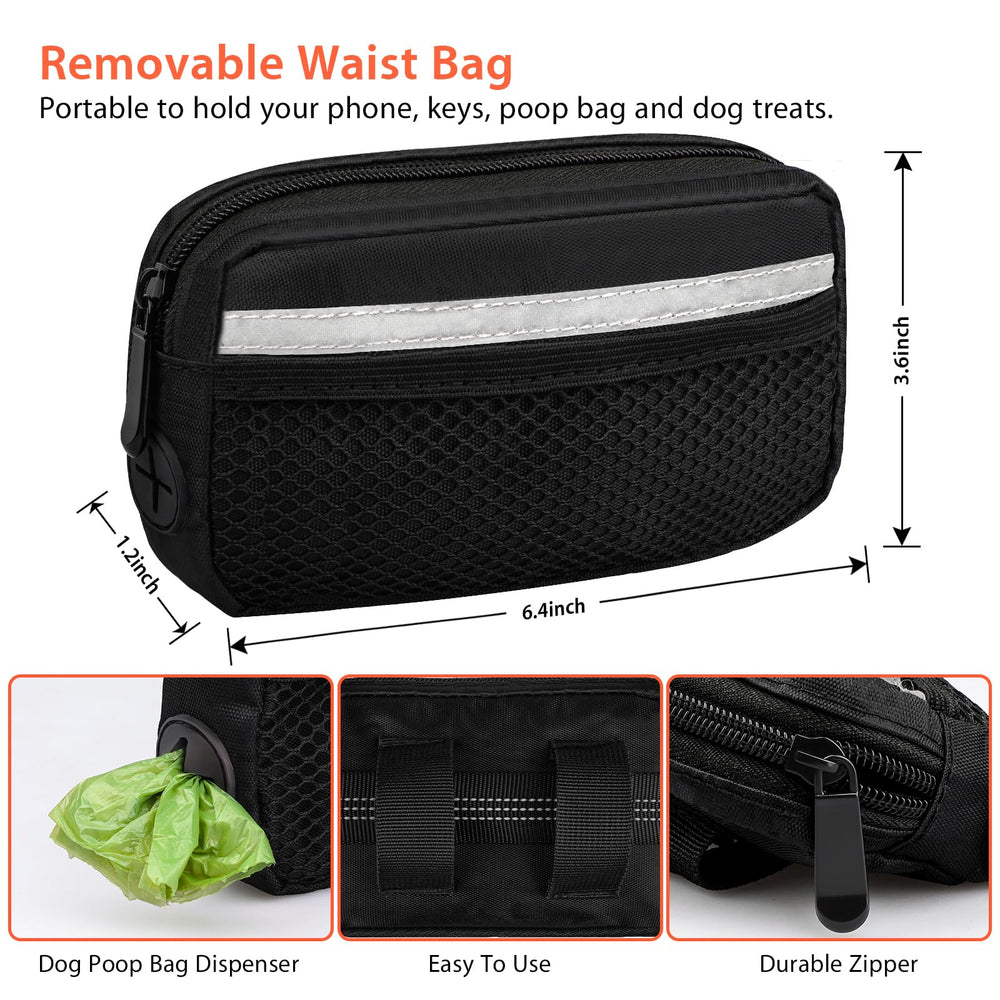 Uppetly dual bungee shock absorption reduces jolts while dogs pull during hikes.