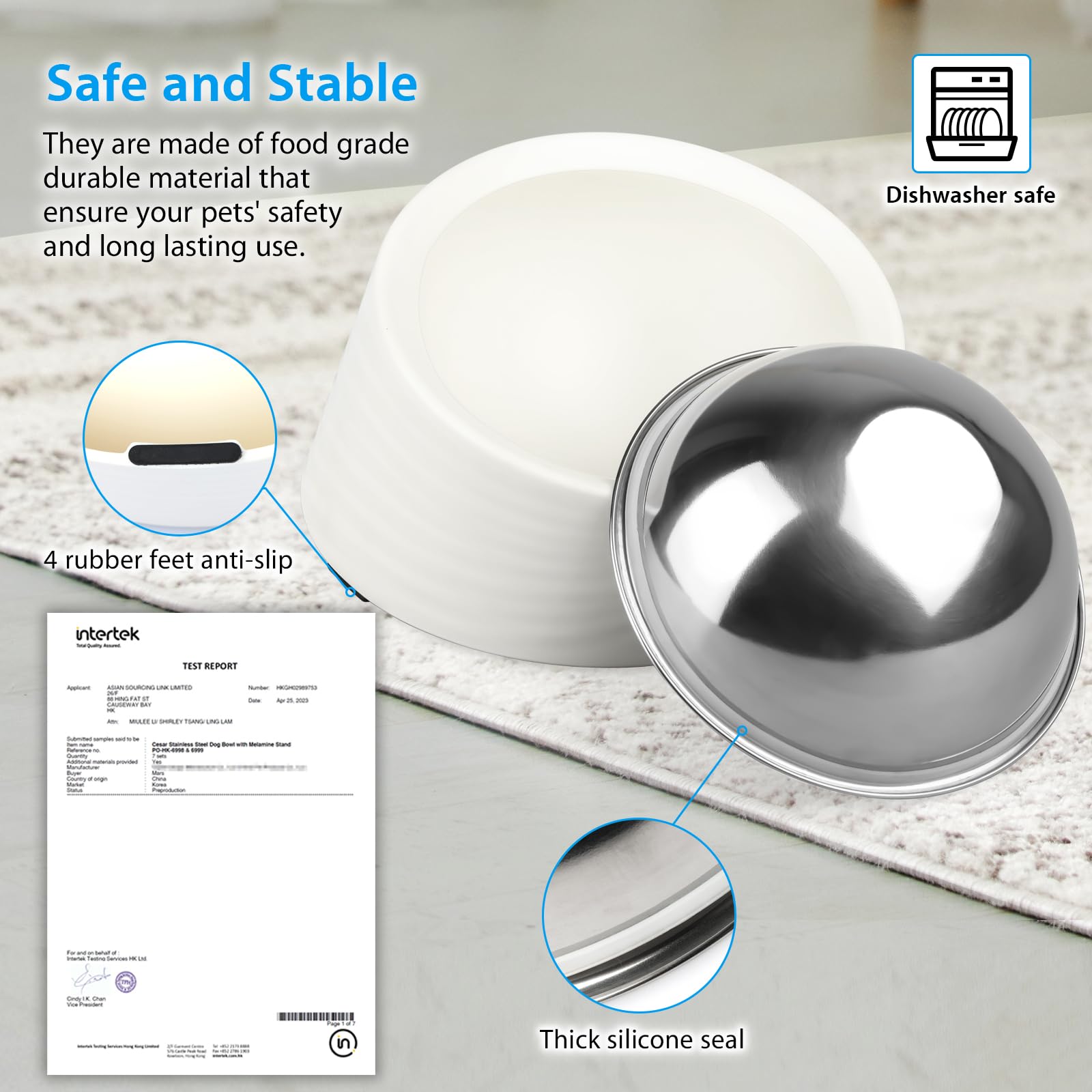 Uppetly-melamine-stand-elevated-base provides stable raised feeding height.