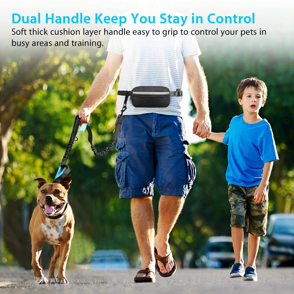 Uppetly waist-pack leash in use for hands-free hiking