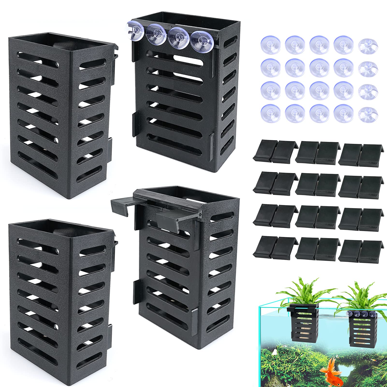 Uprony black aquarium plant holder 4 pcs set, supports plants for healthier root flow in tanks.